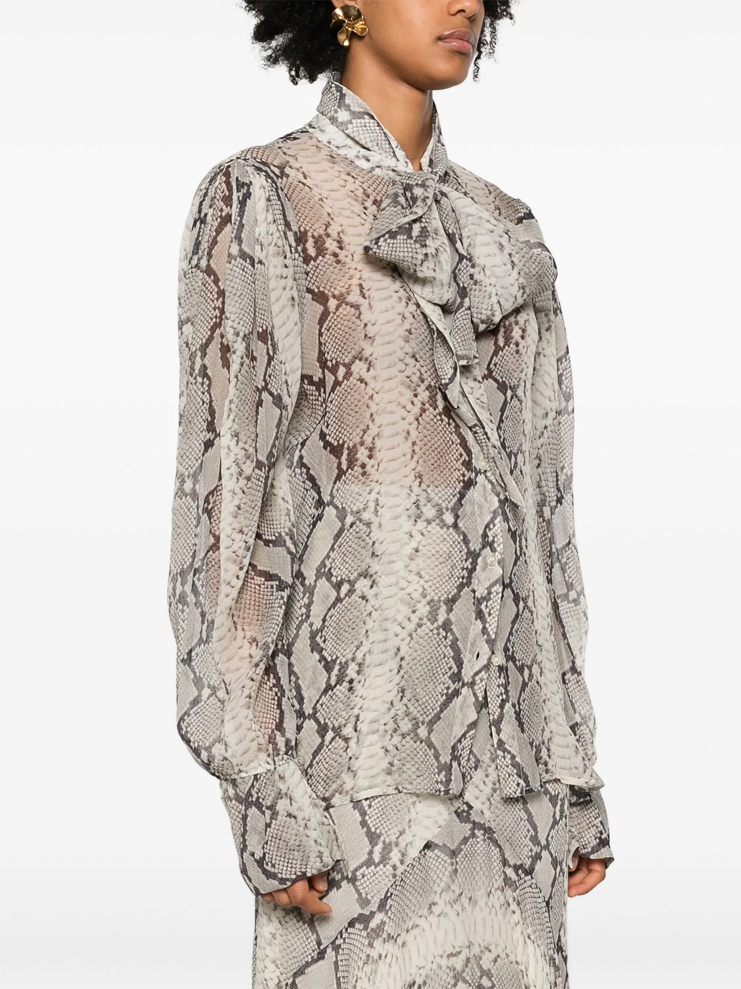 scarf-detail silk blouse