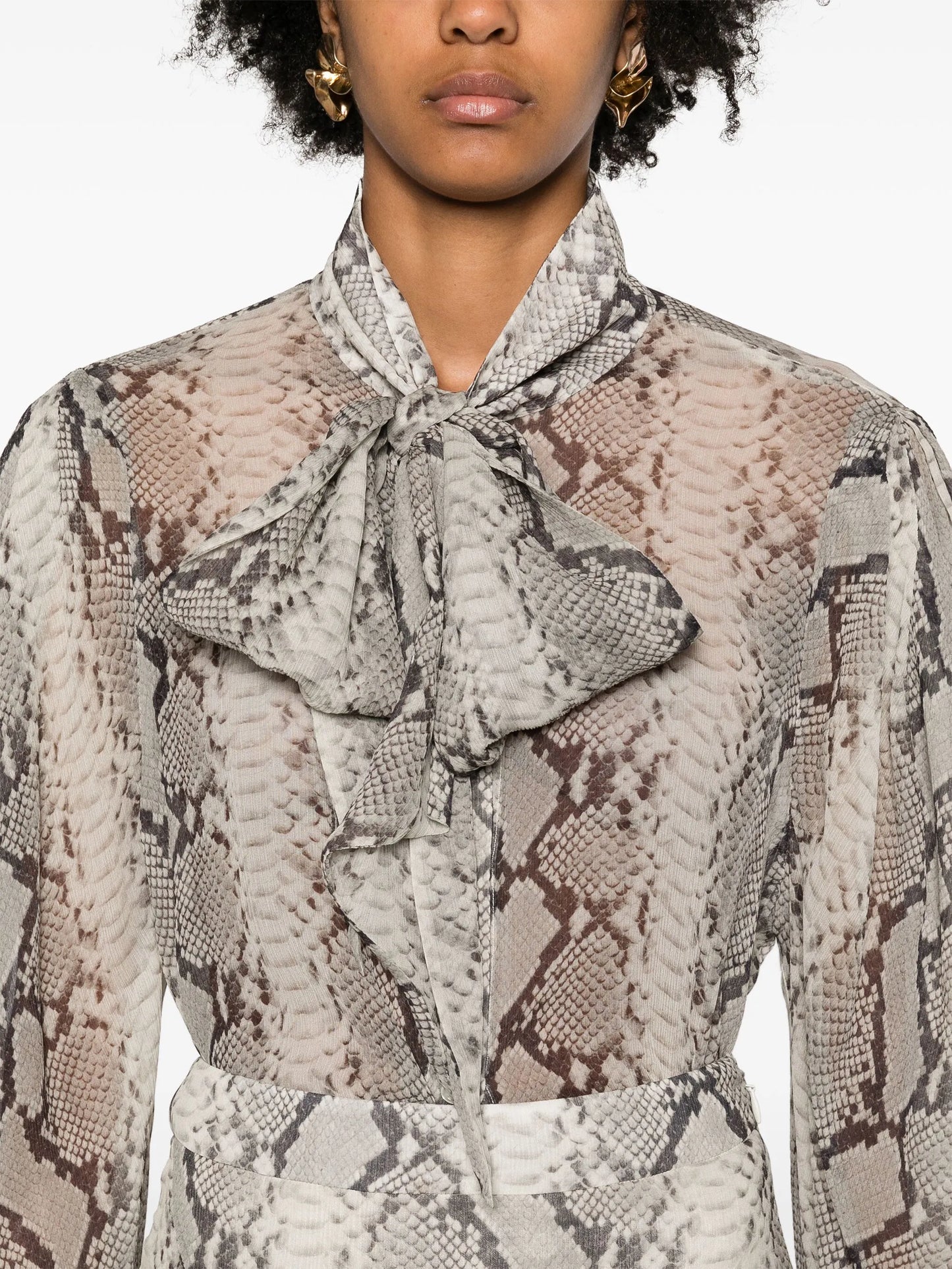 scarf-detail silk blouse