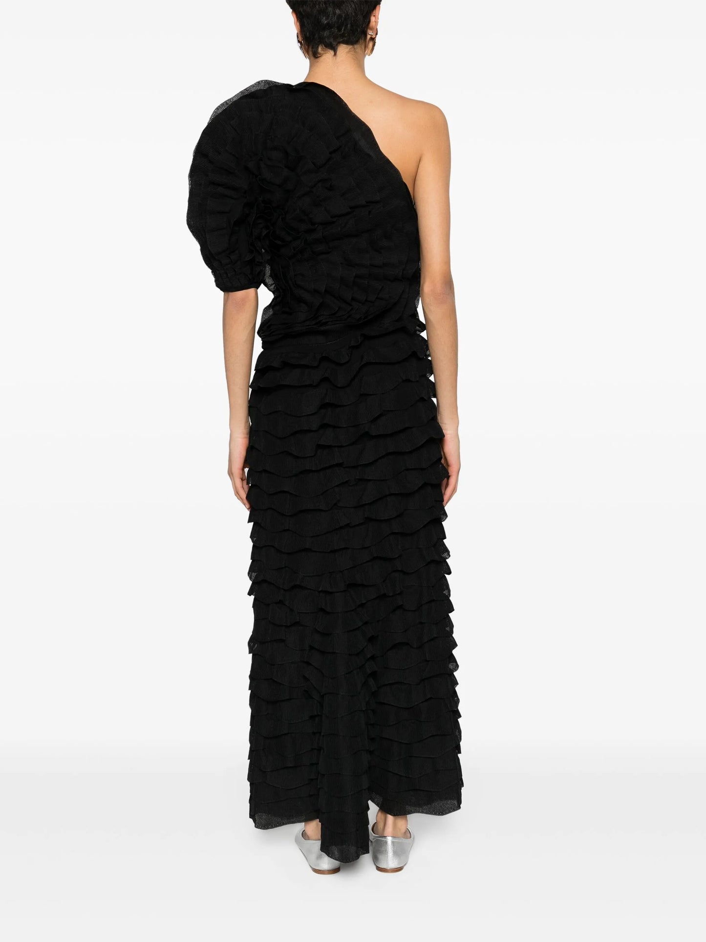 ruffled asymmetric maxi dress
