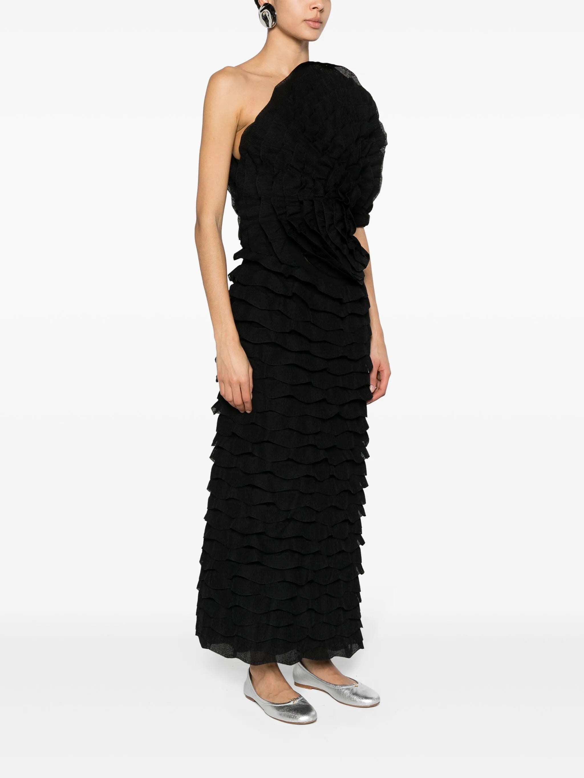 ruffled asymmetric maxi dress