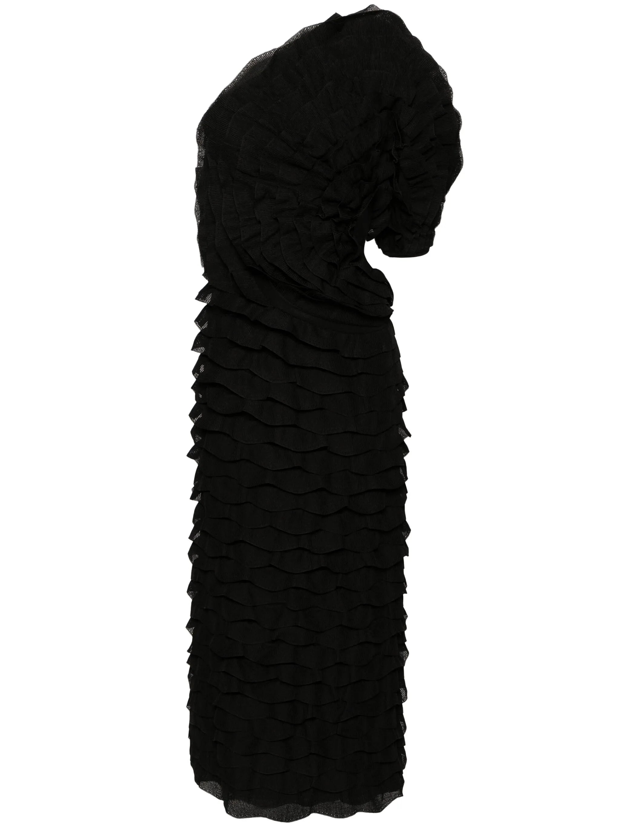 ruffled asymmetric maxi dress