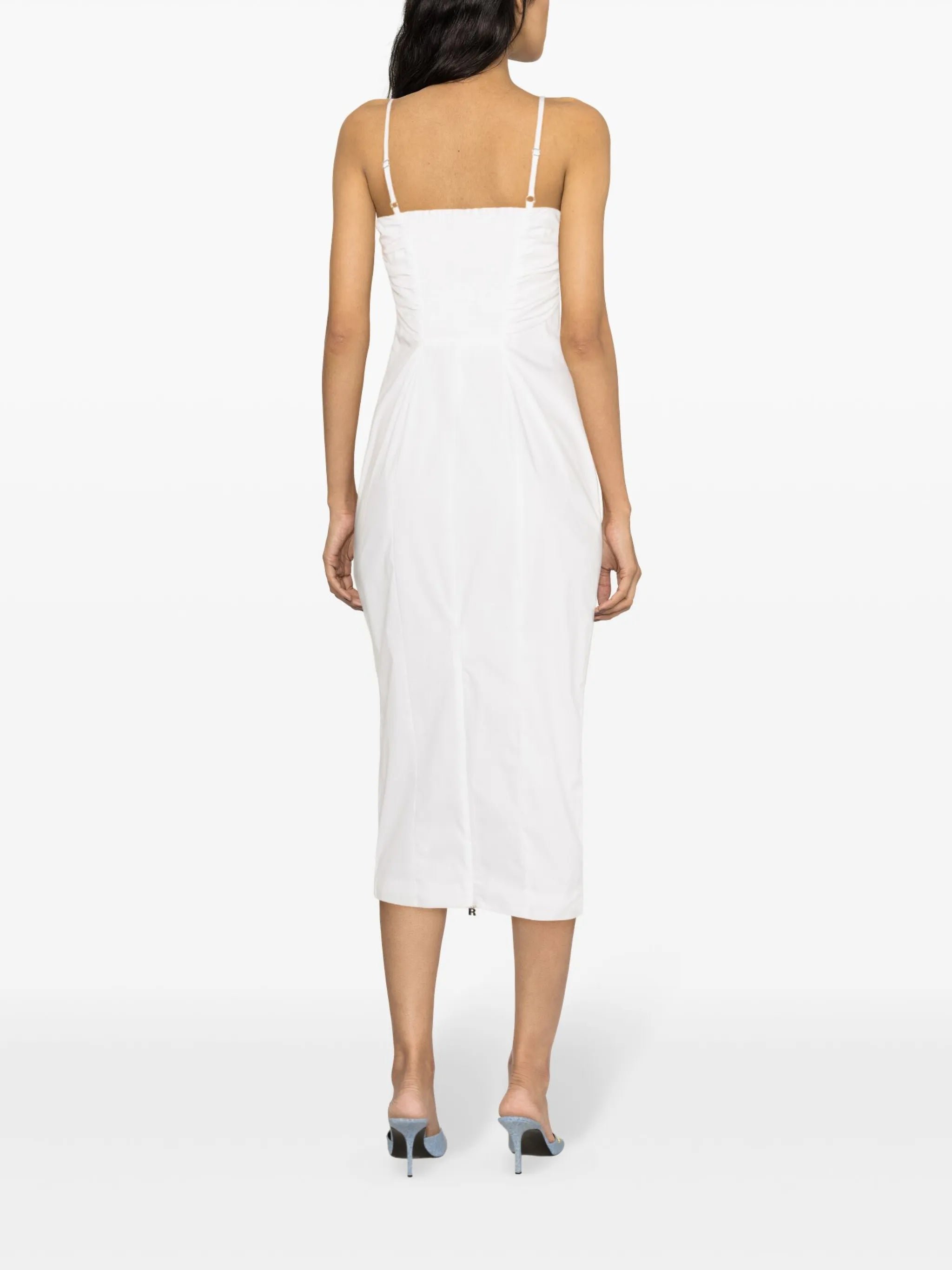 shirred-panel poplin midi dress