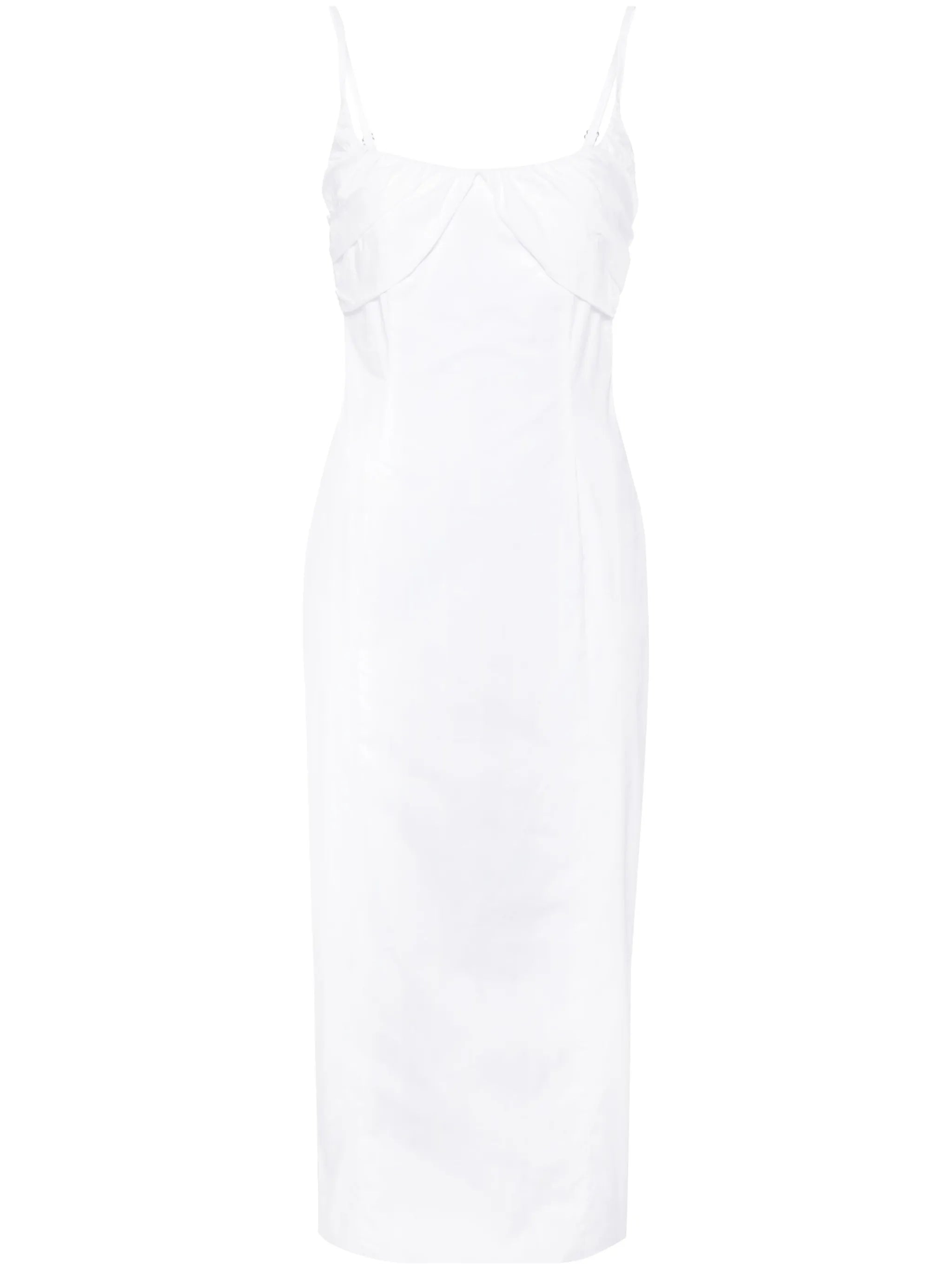 shirred-panel poplin midi dress
