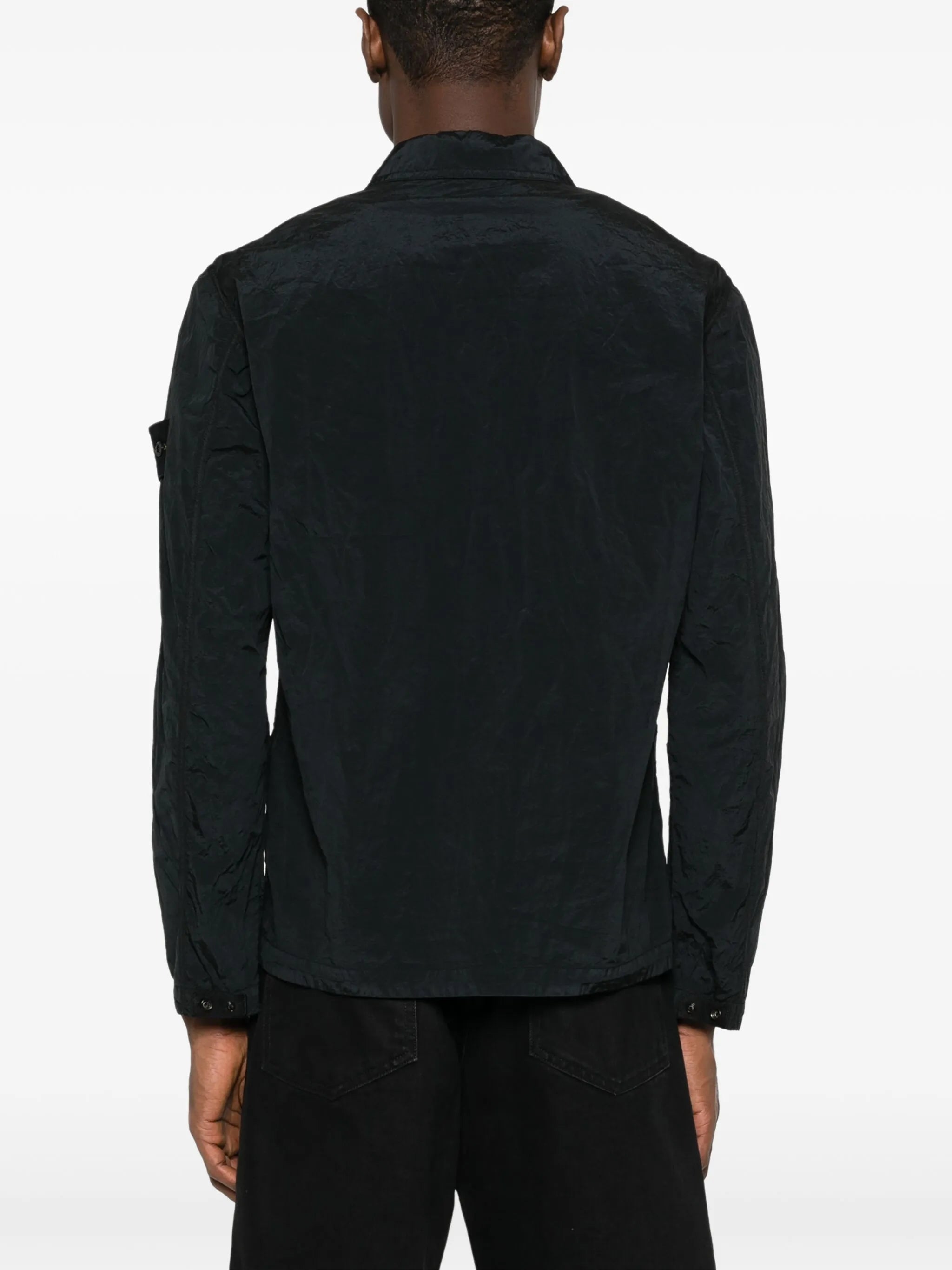 zip-up taffeta overshirt