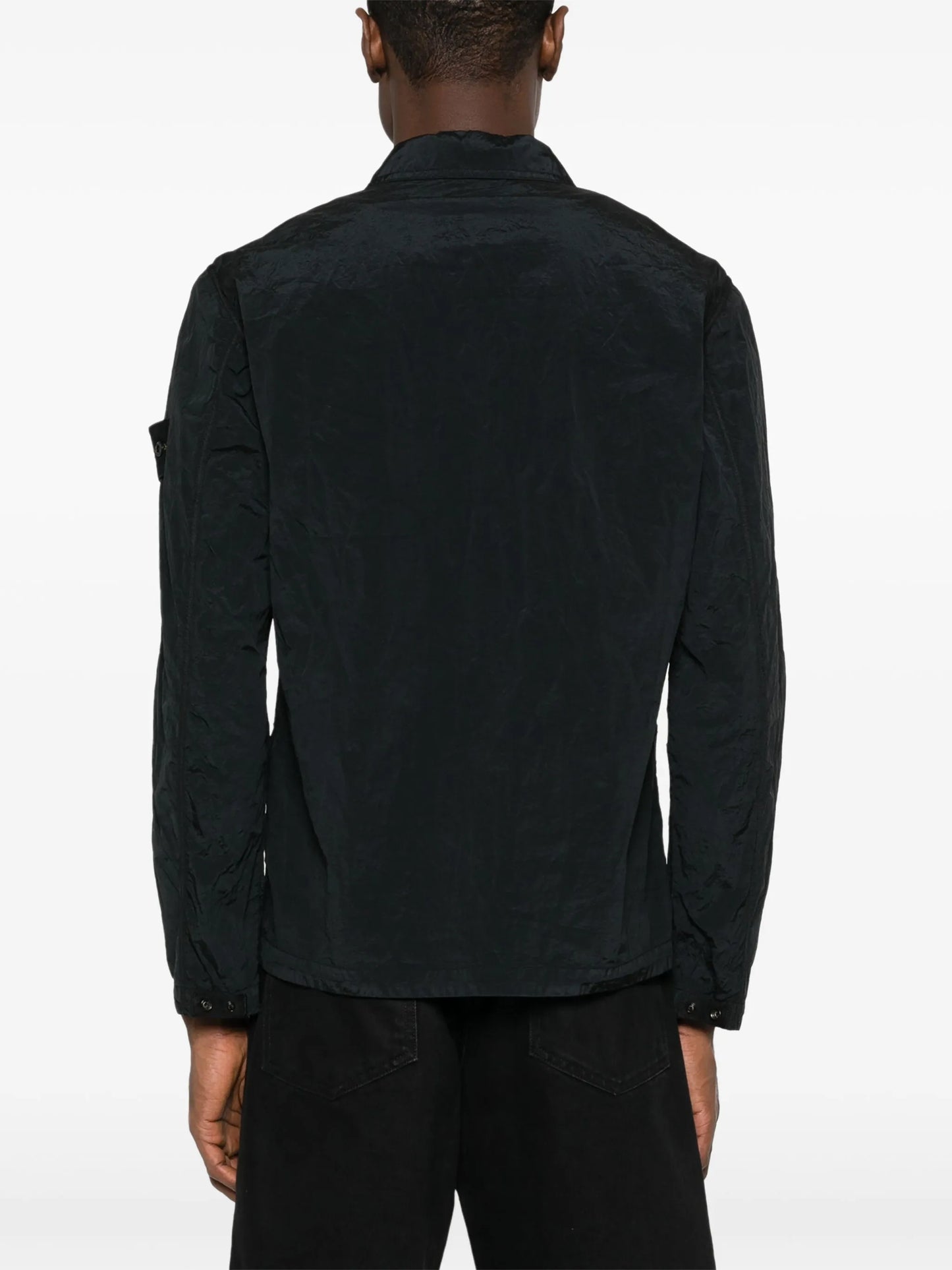 zip-up taffeta overshirt