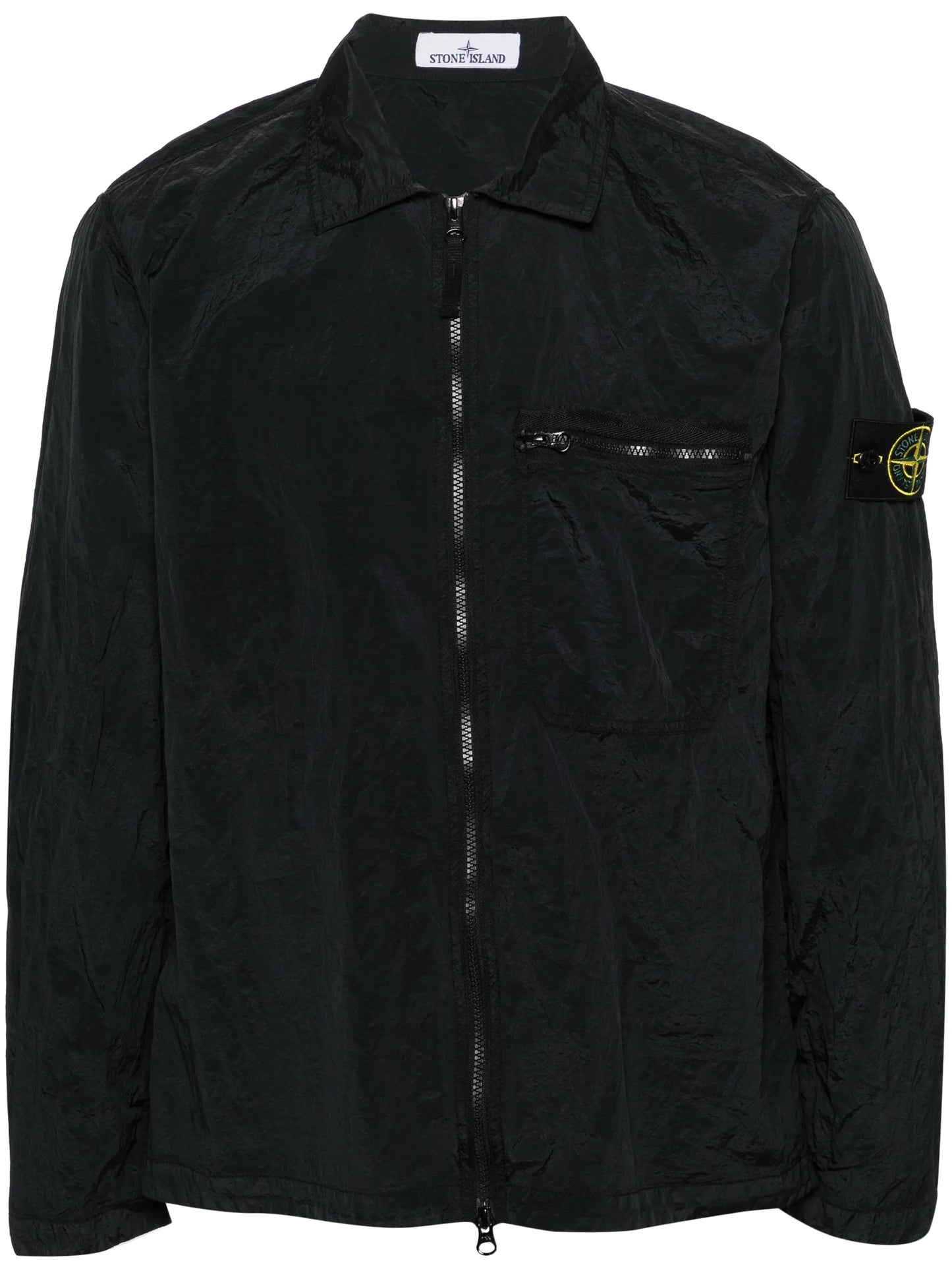 zip-up taffeta overshirt