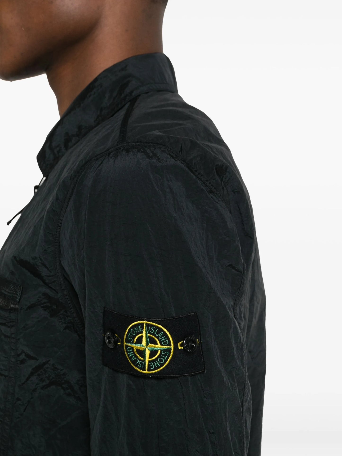 zip-up taffeta overshirt