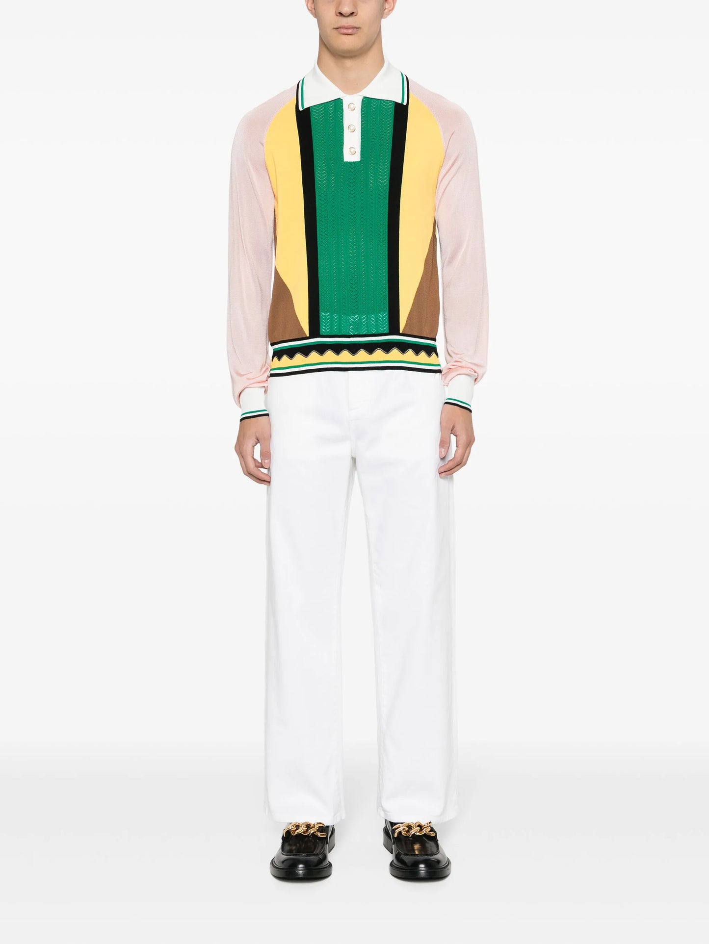 colour-block panelled polo shirt