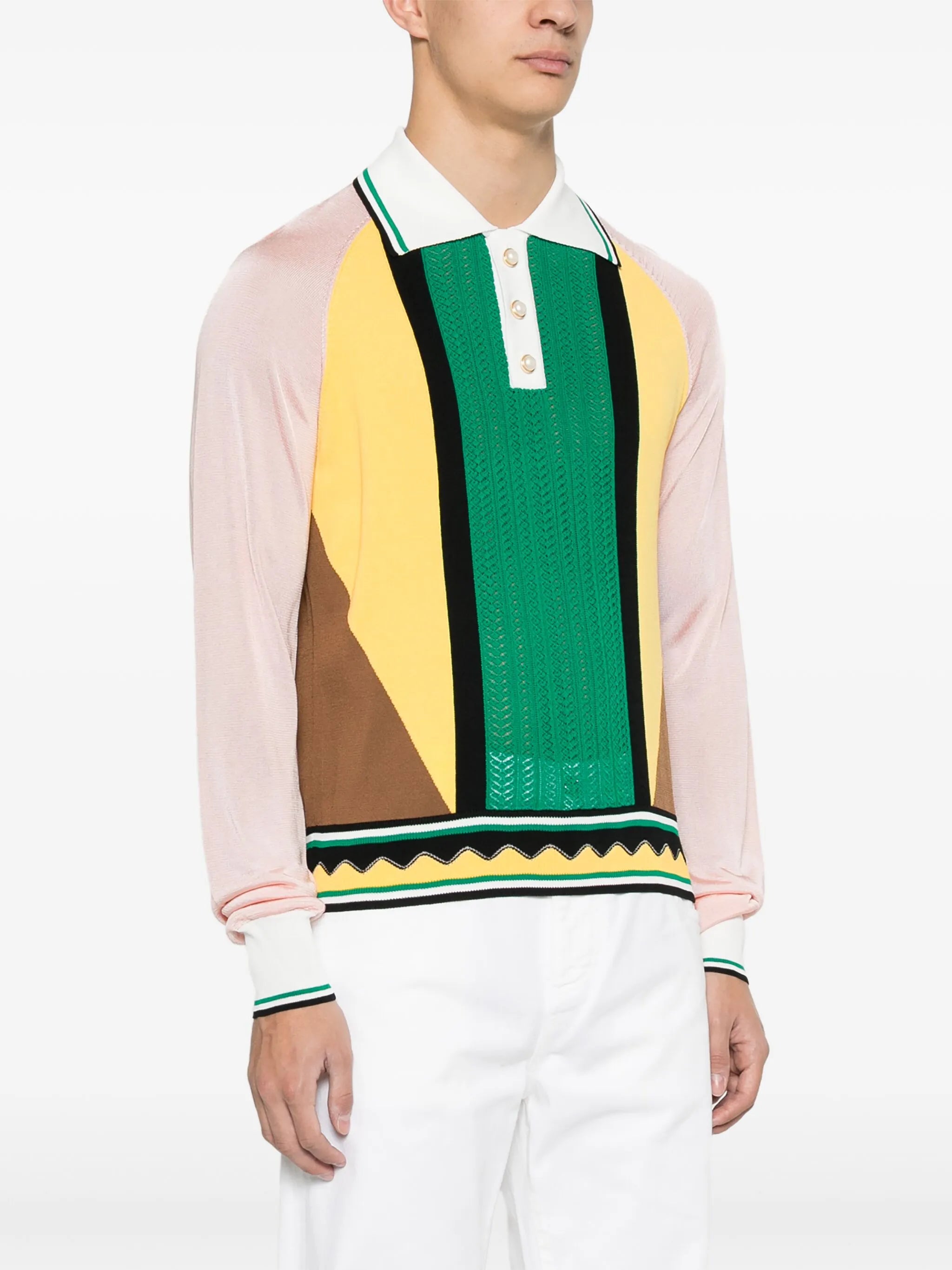 colour-block panelled polo shirt