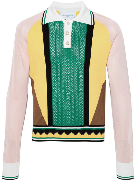 colour-block panelled polo shirt