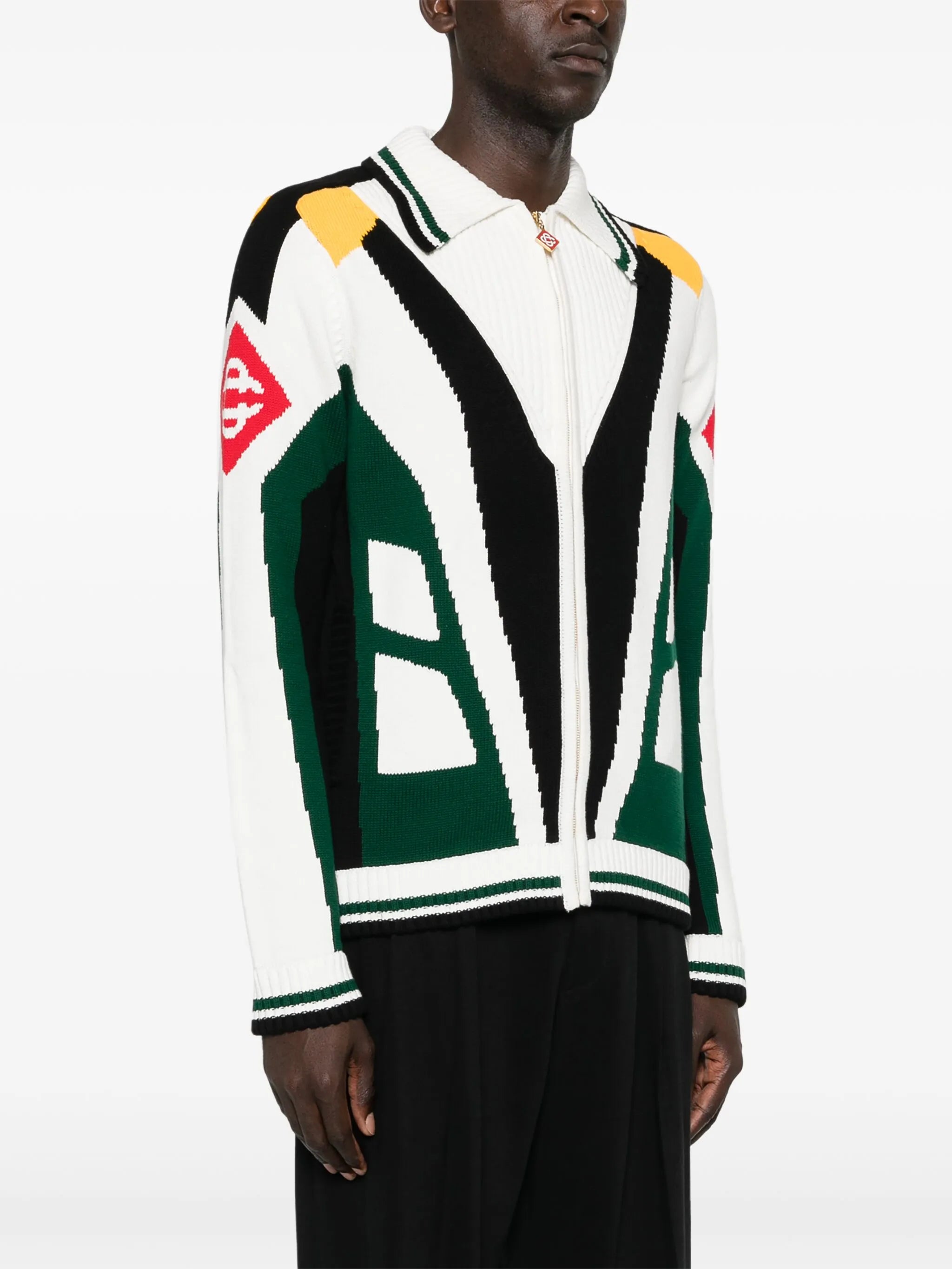 intarsia-knit cotton cardigan