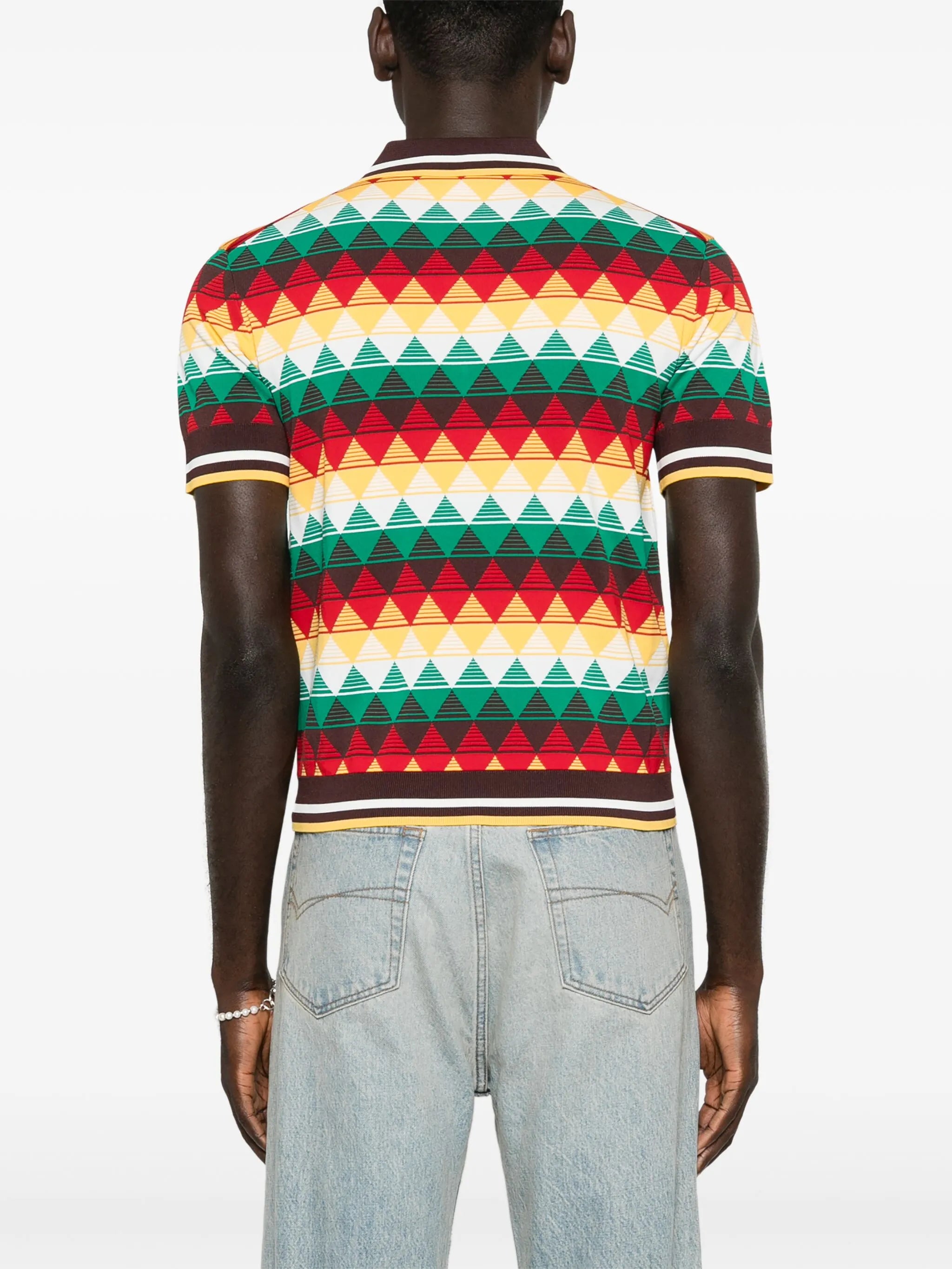 geometric-pattern polo shirt