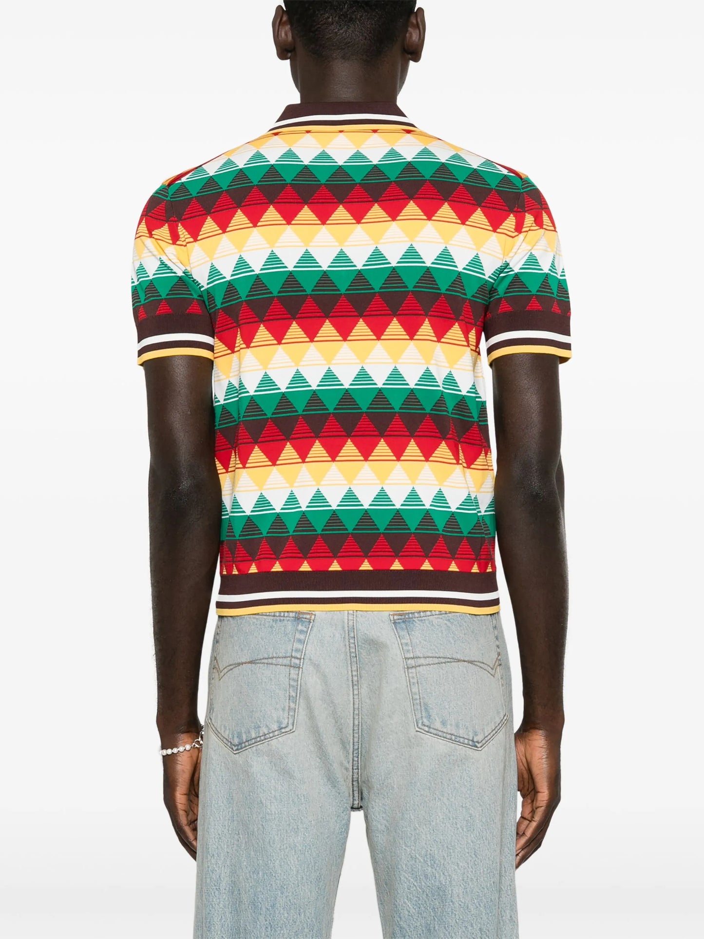 geometric-pattern polo shirt
