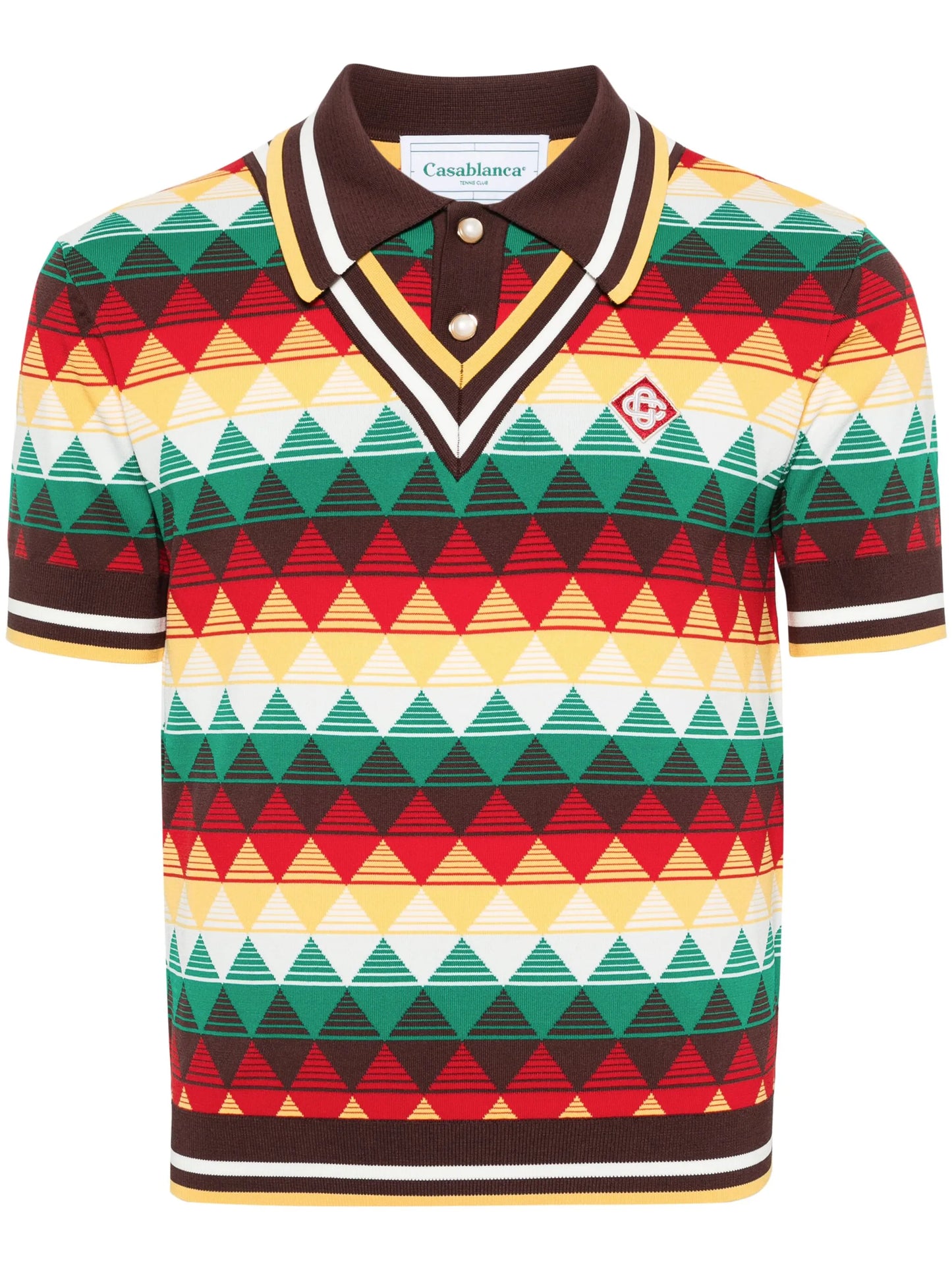 geometric-pattern polo shirt