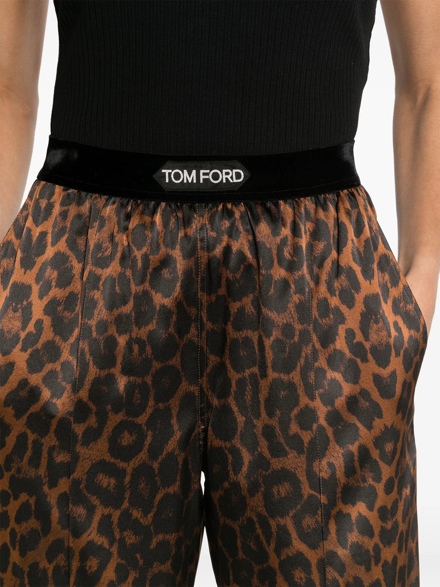 leopard-print silk pyjama bottoms