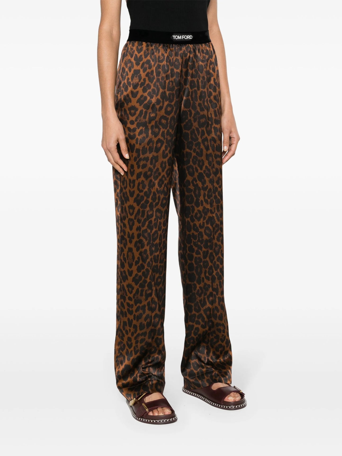 leopard-print silk pyjama bottoms