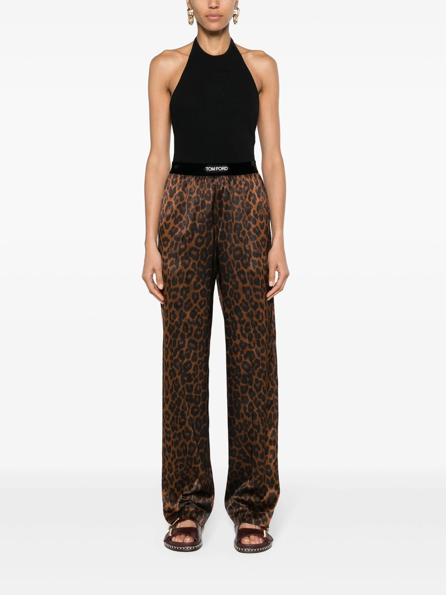 leopard-print silk pyjama bottoms