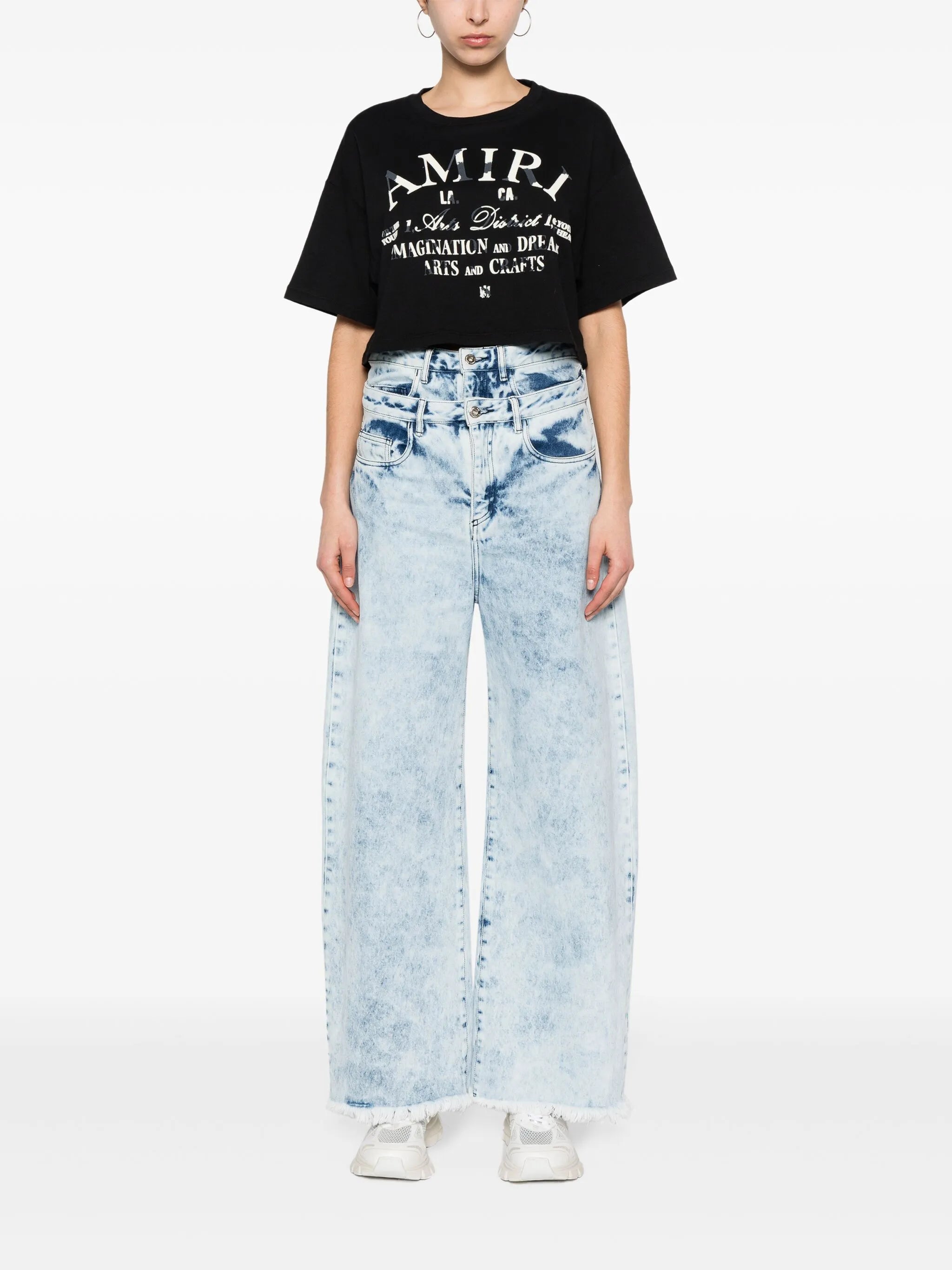 flocked-logo crop top