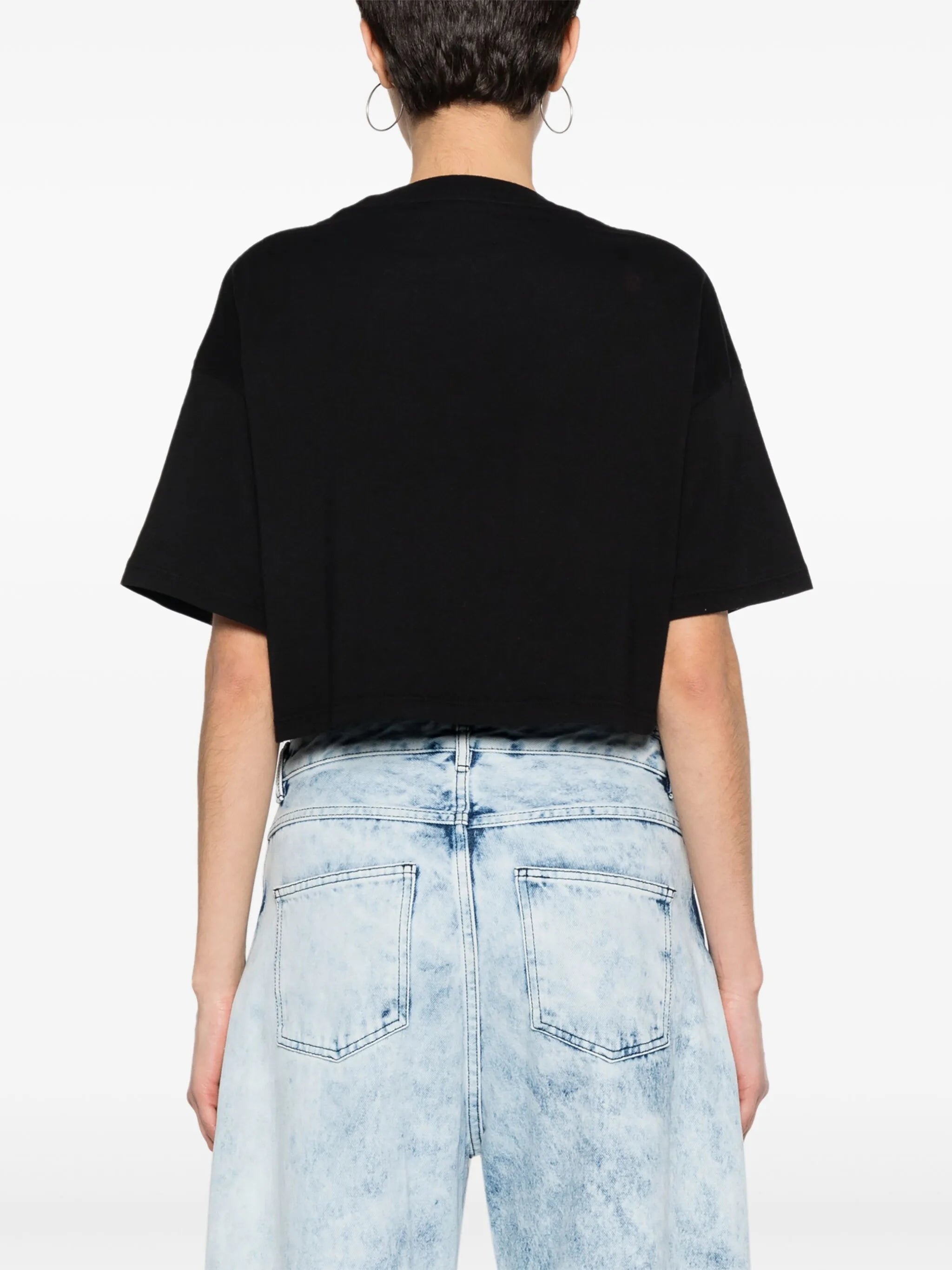 flocked-logo crop top