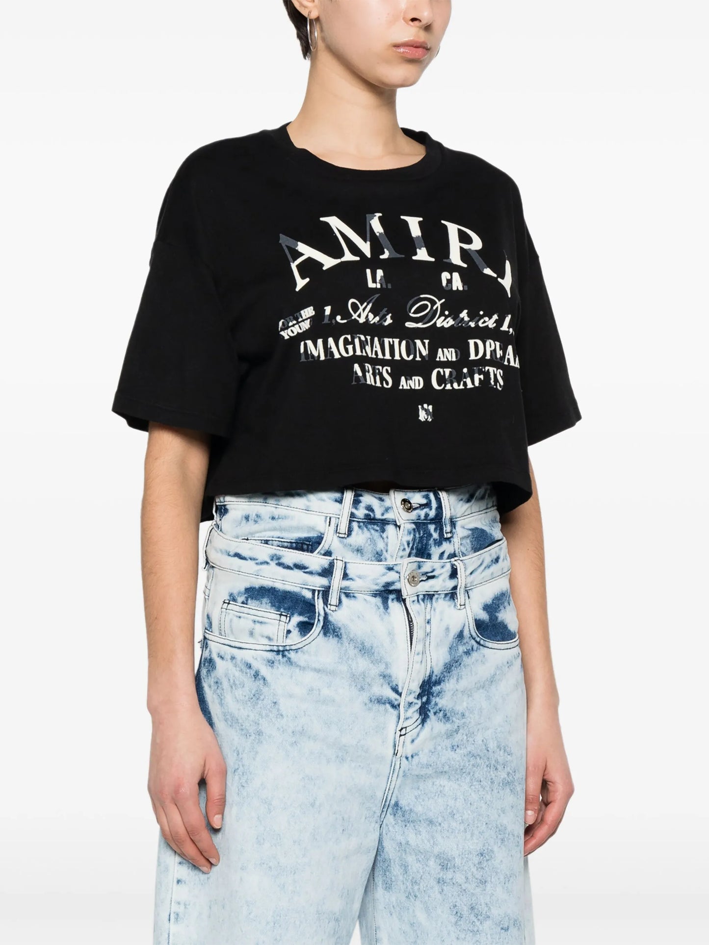 flocked-logo crop top