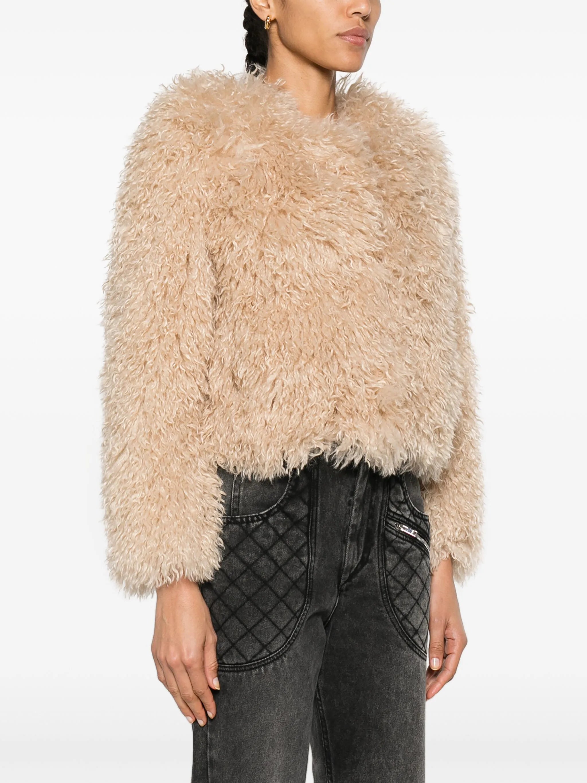 Faustine faux-shearling cropped jacket