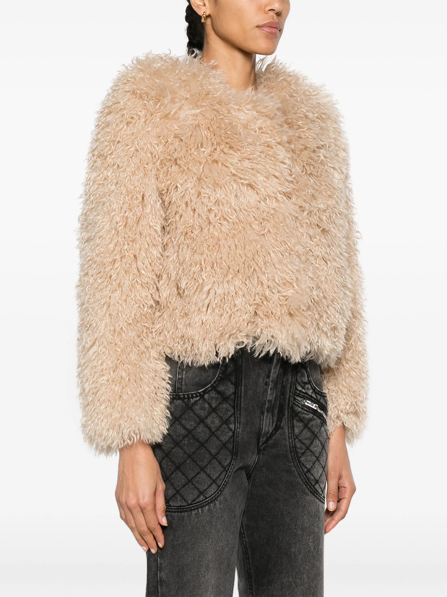 Faustine faux-shearling cropped jacket