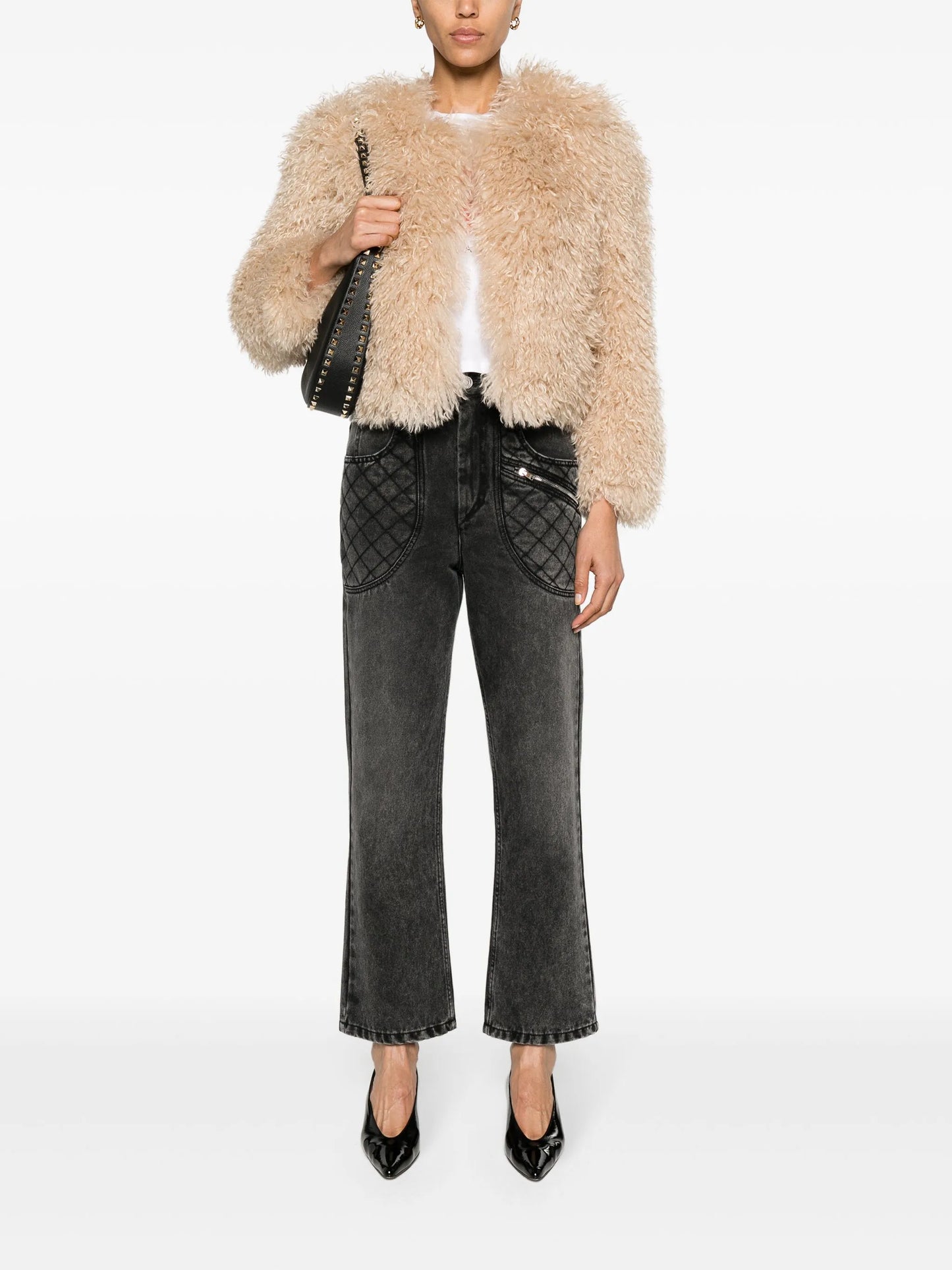 Faustine faux-shearling cropped jacket