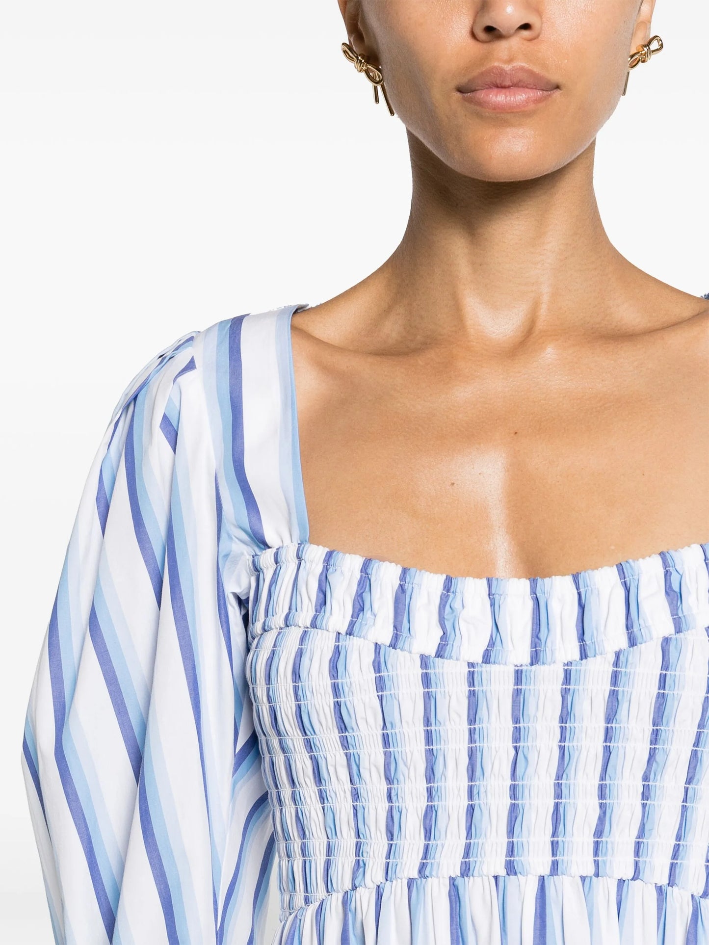 striped poplin midi dress