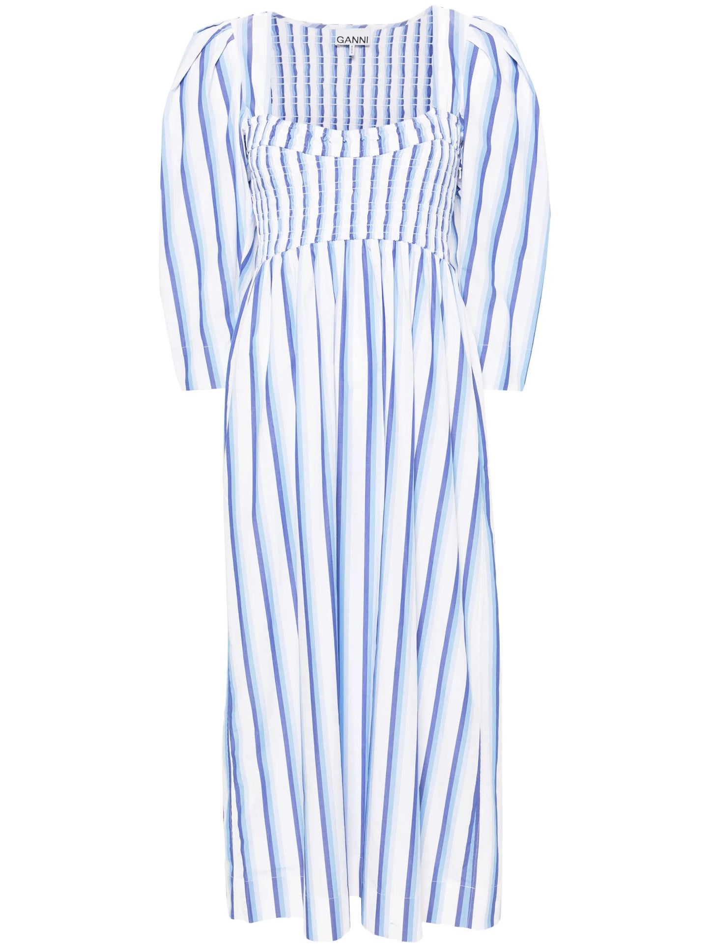 striped poplin midi dress
