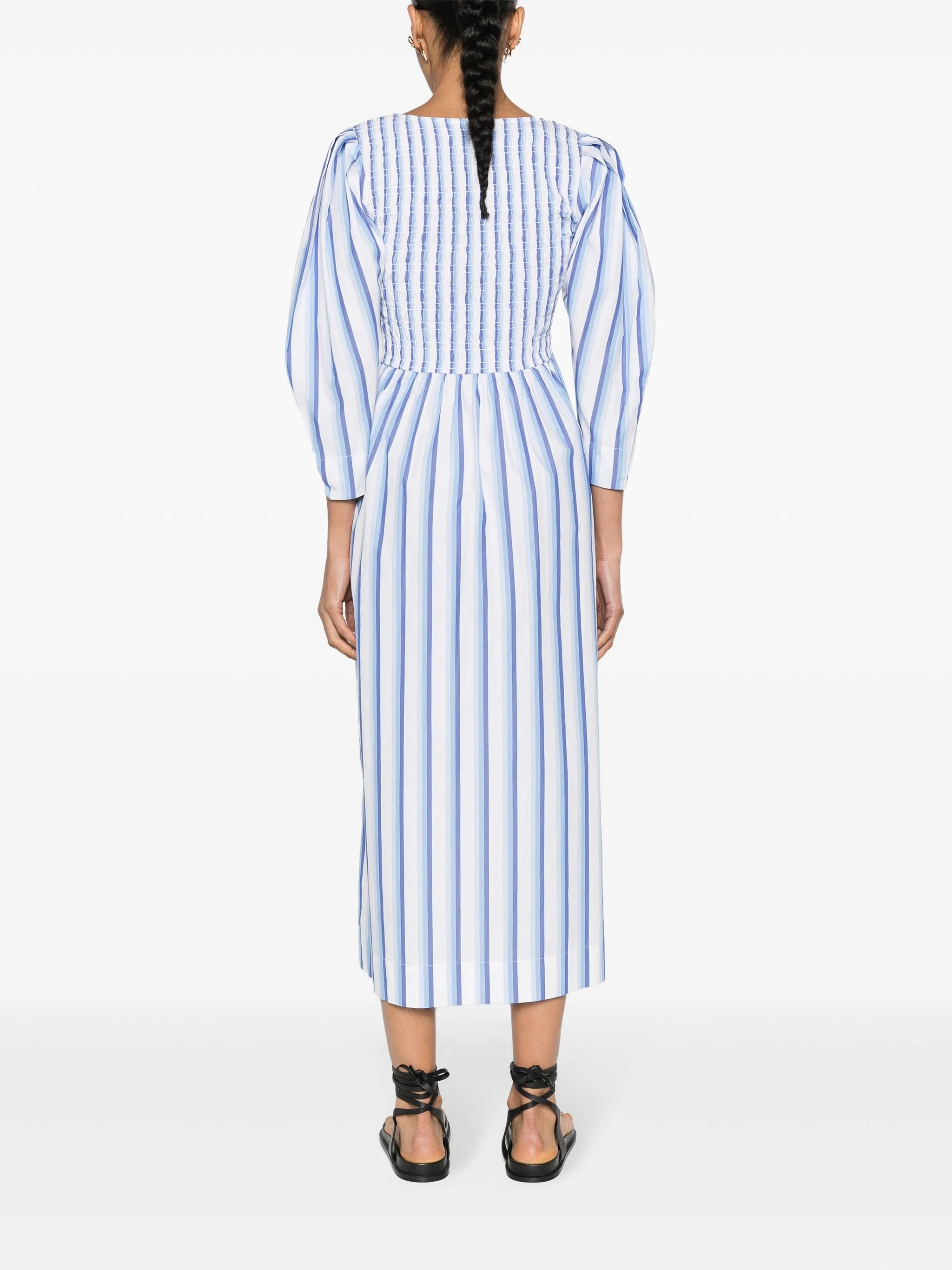 striped poplin midi dress