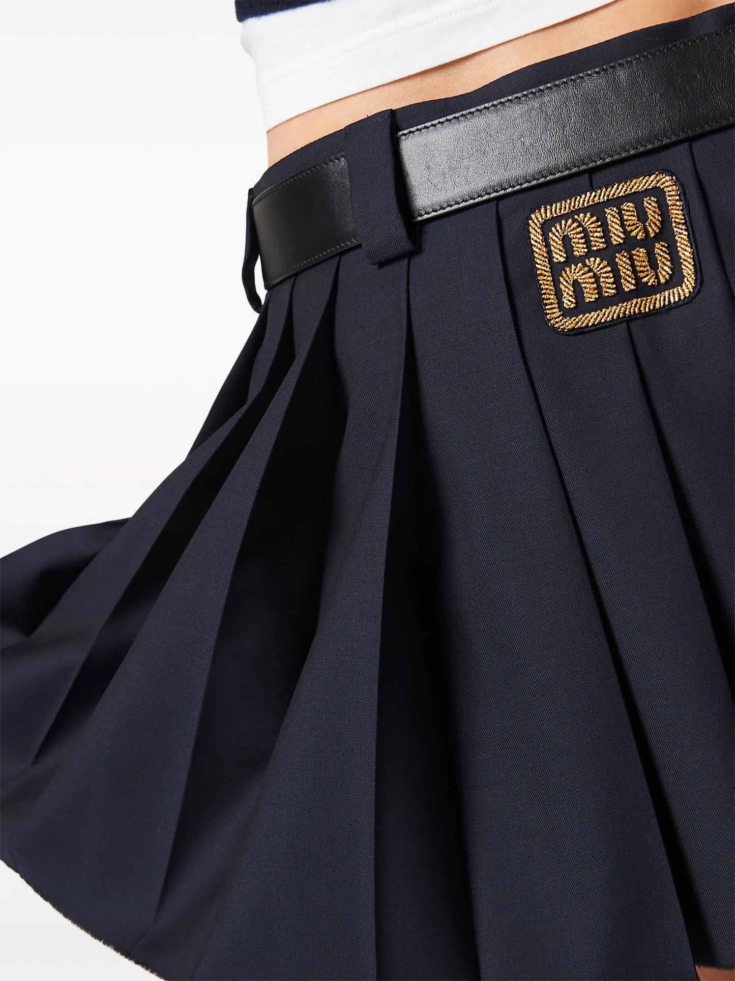 pleated wool miniskirt