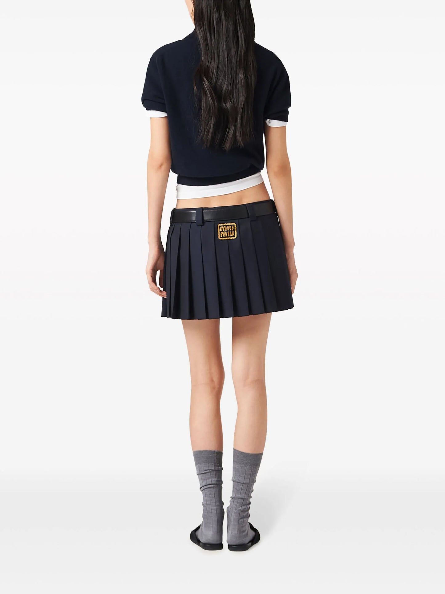pleated wool miniskirt
