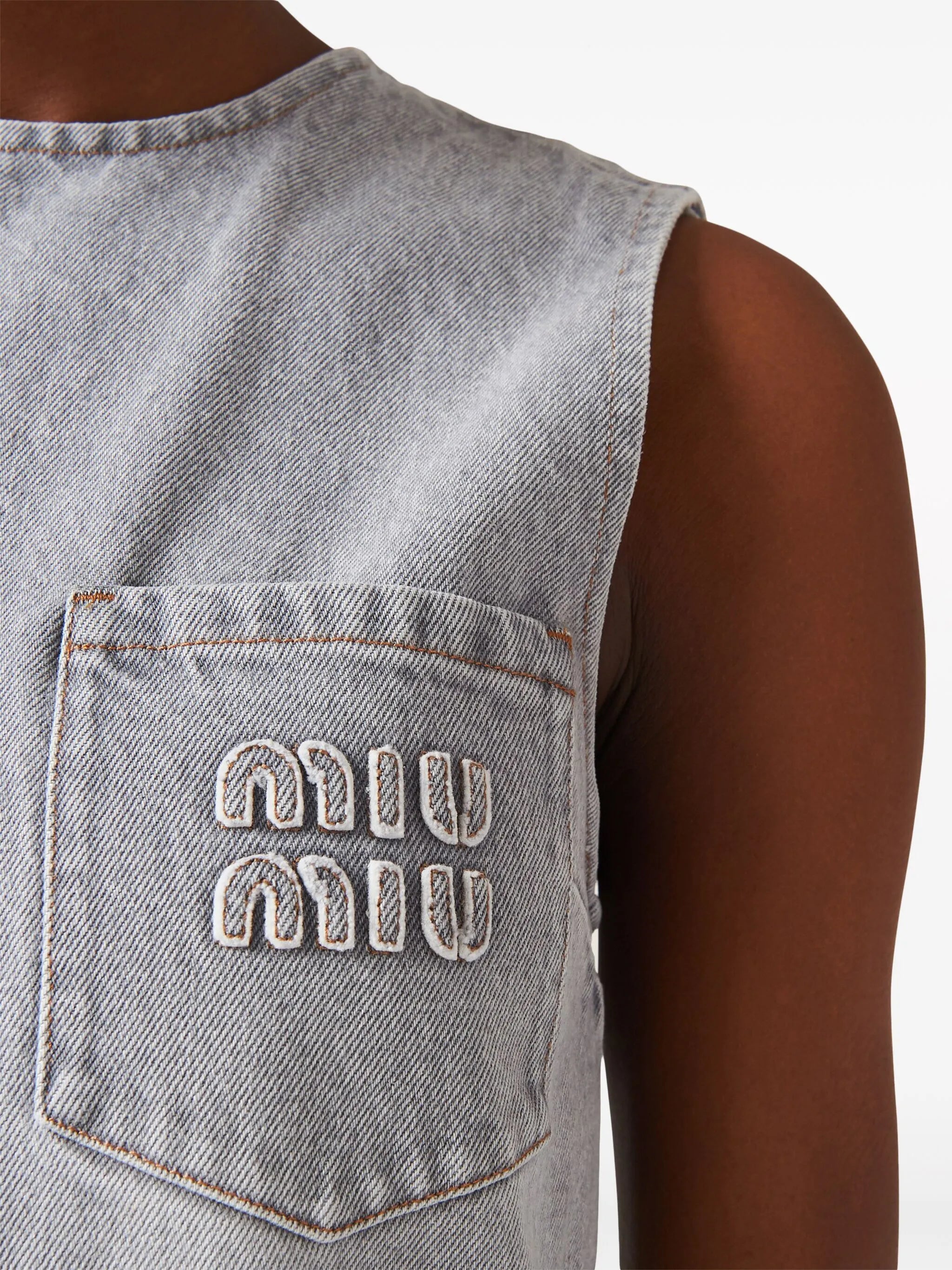 logo-appliqué denim minidress