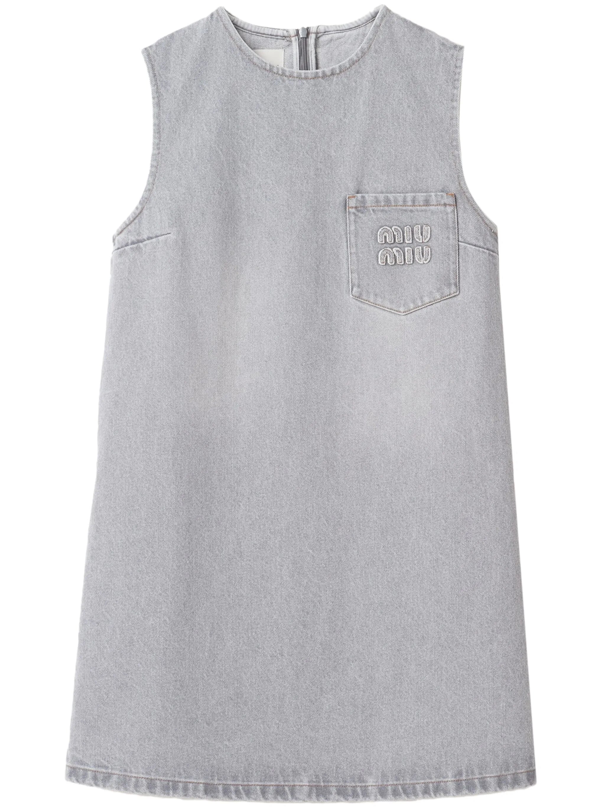 logo-appliqué denim minidress