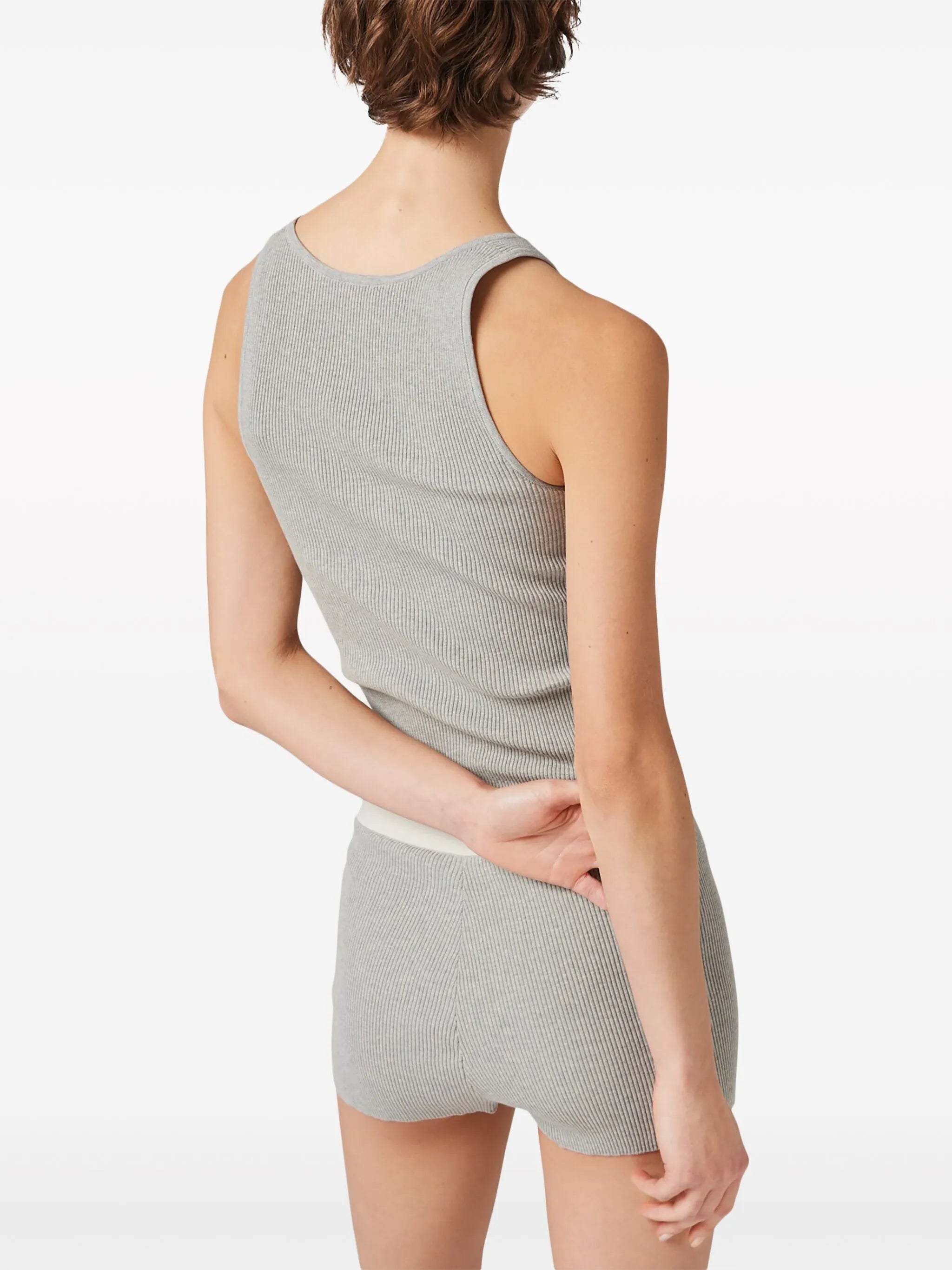 rib-knit cotton tank top