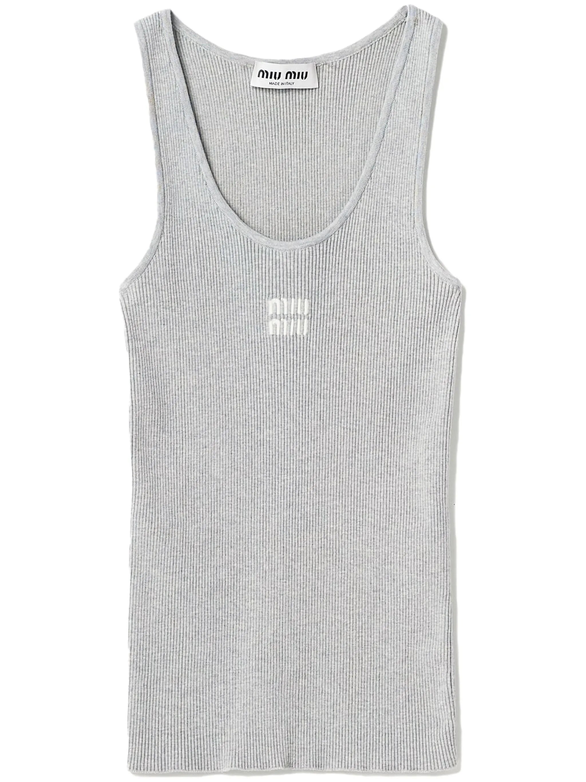 rib-knit cotton tank top