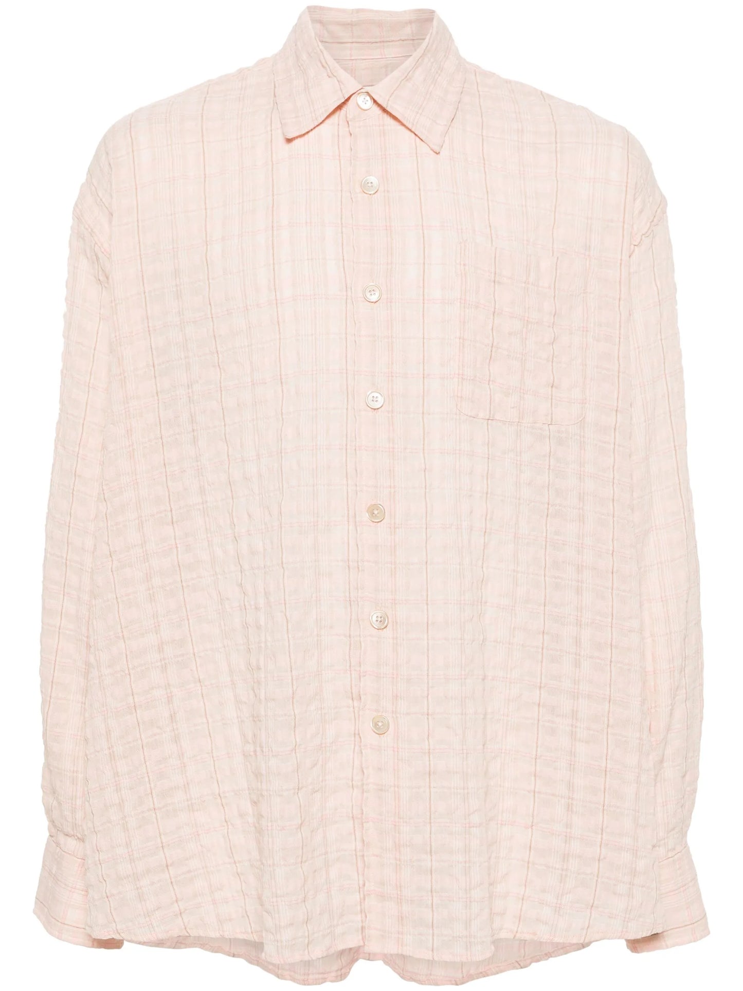 plaid check-pattern cotton shirt