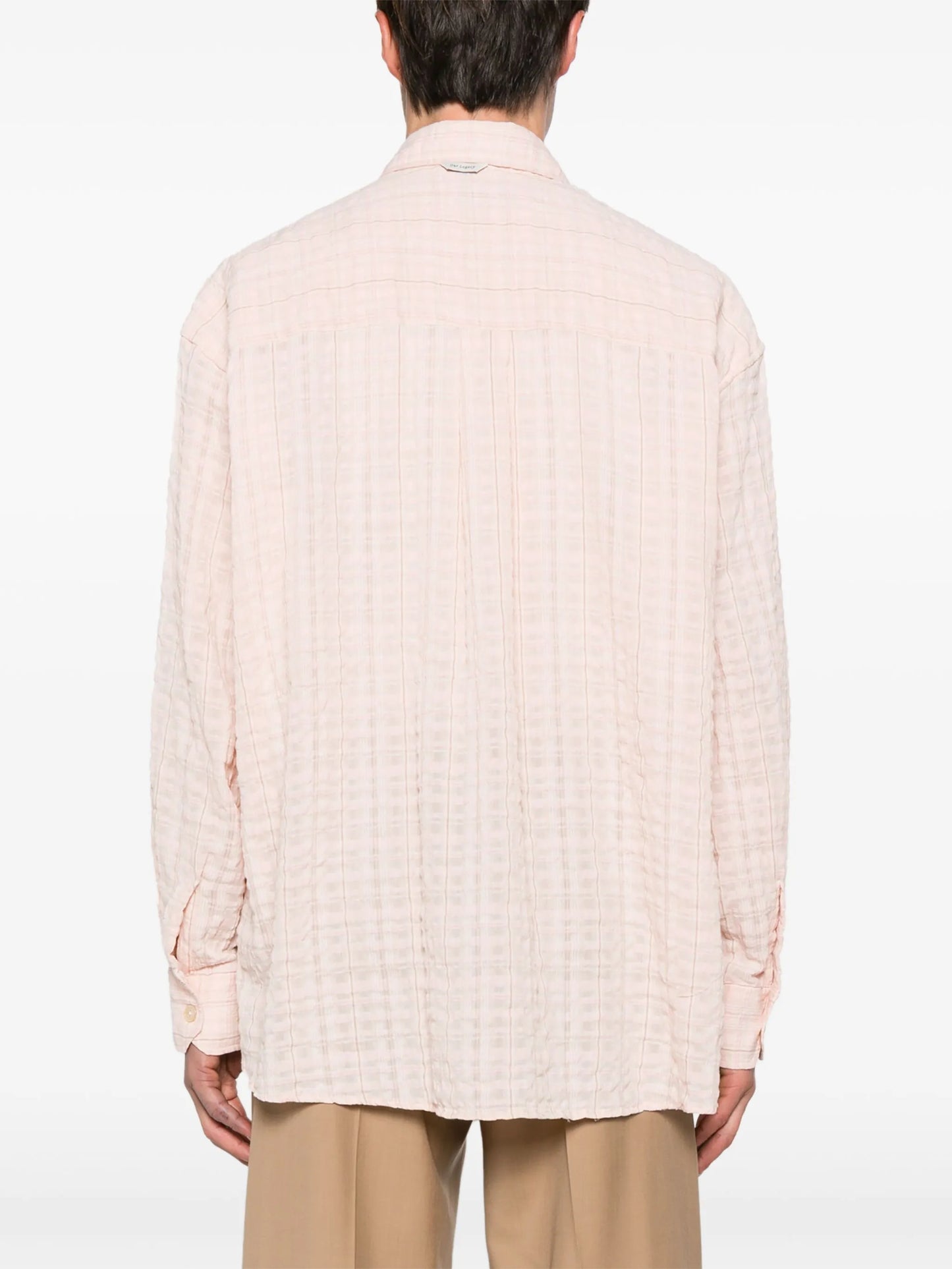 plaid check-pattern cotton shirt