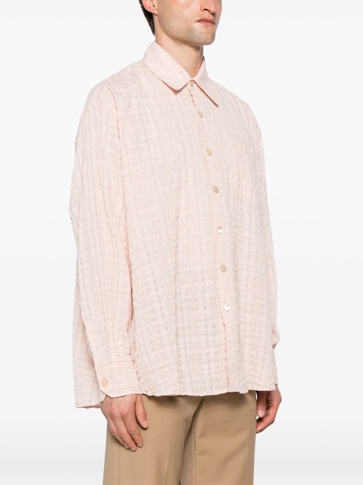 plaid check-pattern cotton shirt