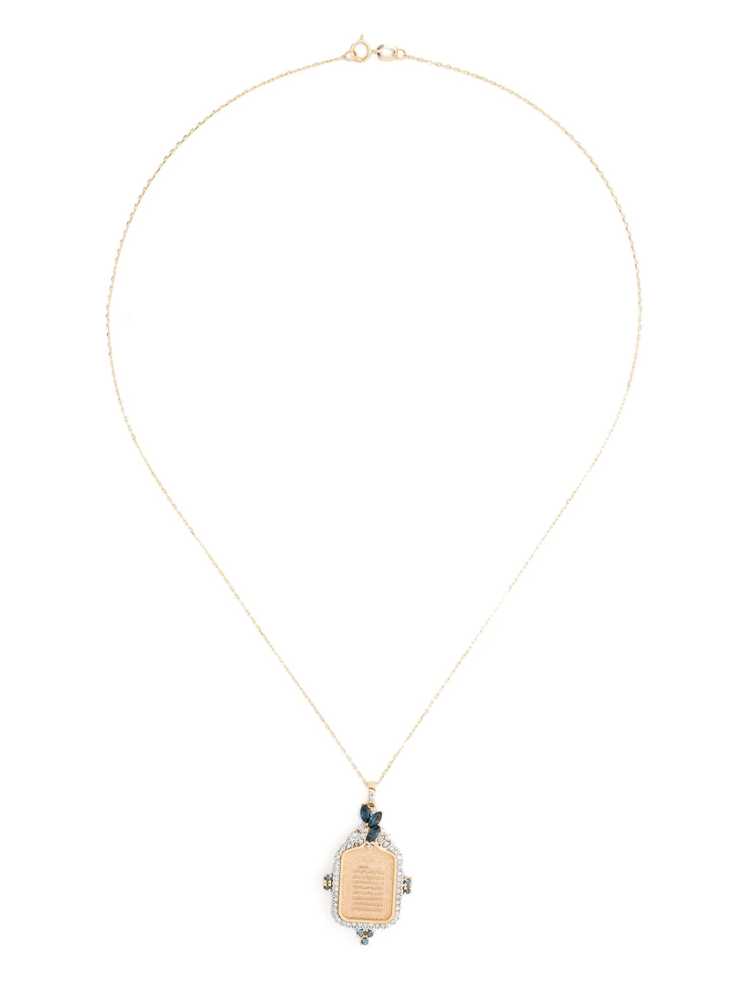 18kt yellow gold Ayut Al Kursi diamond and sapphire necklace