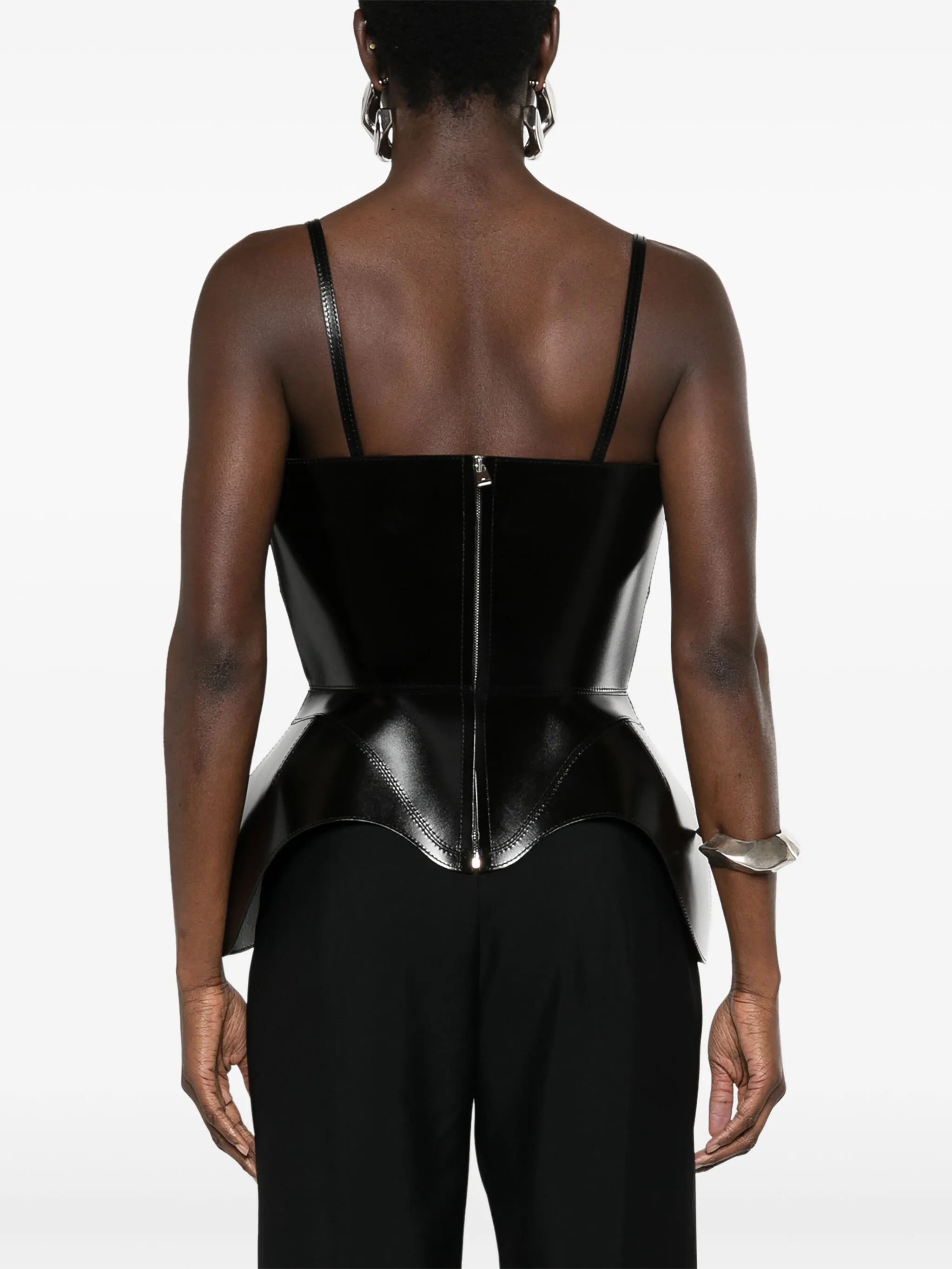 peplum leather corset top