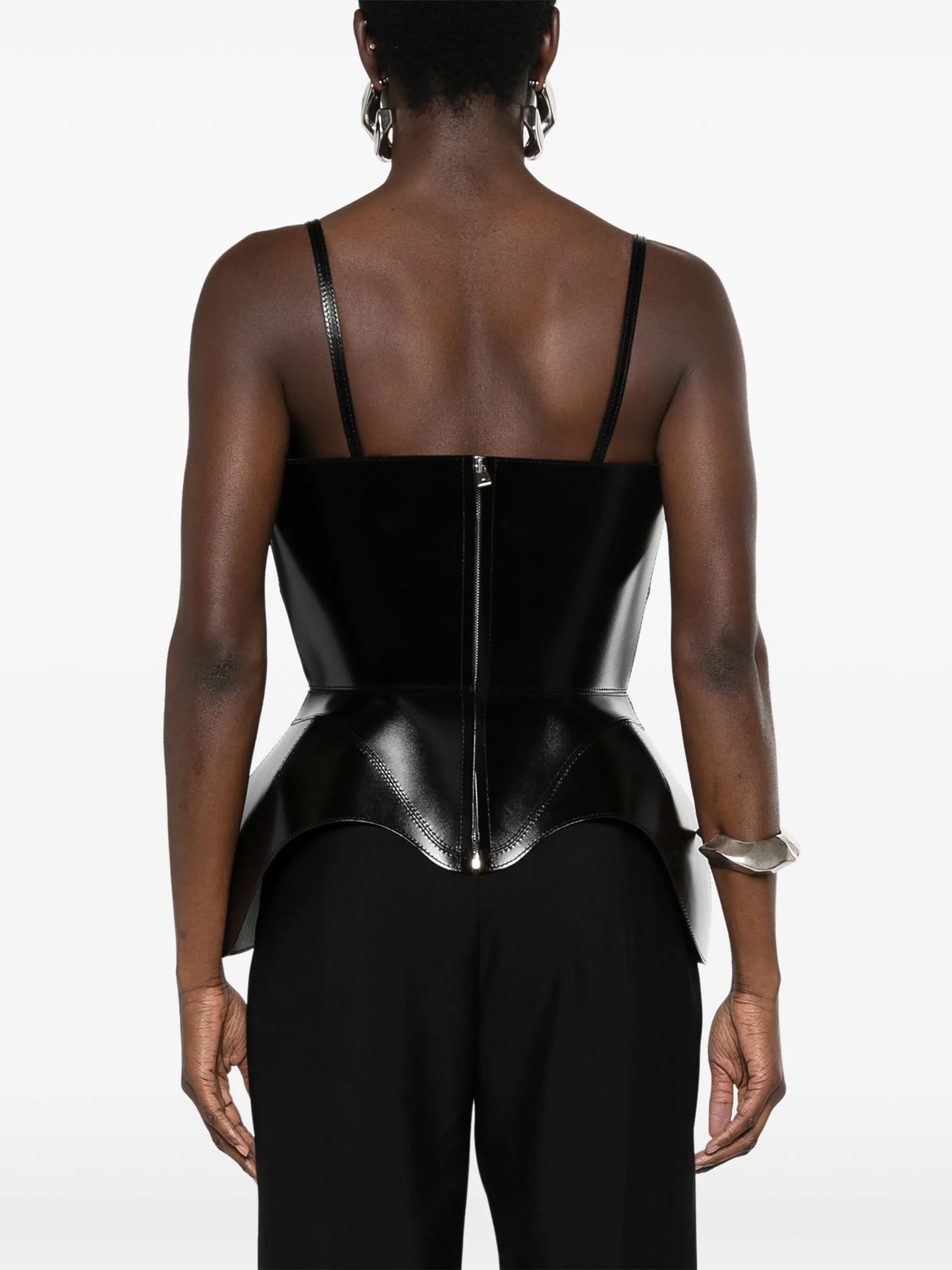 peplum leather corset top