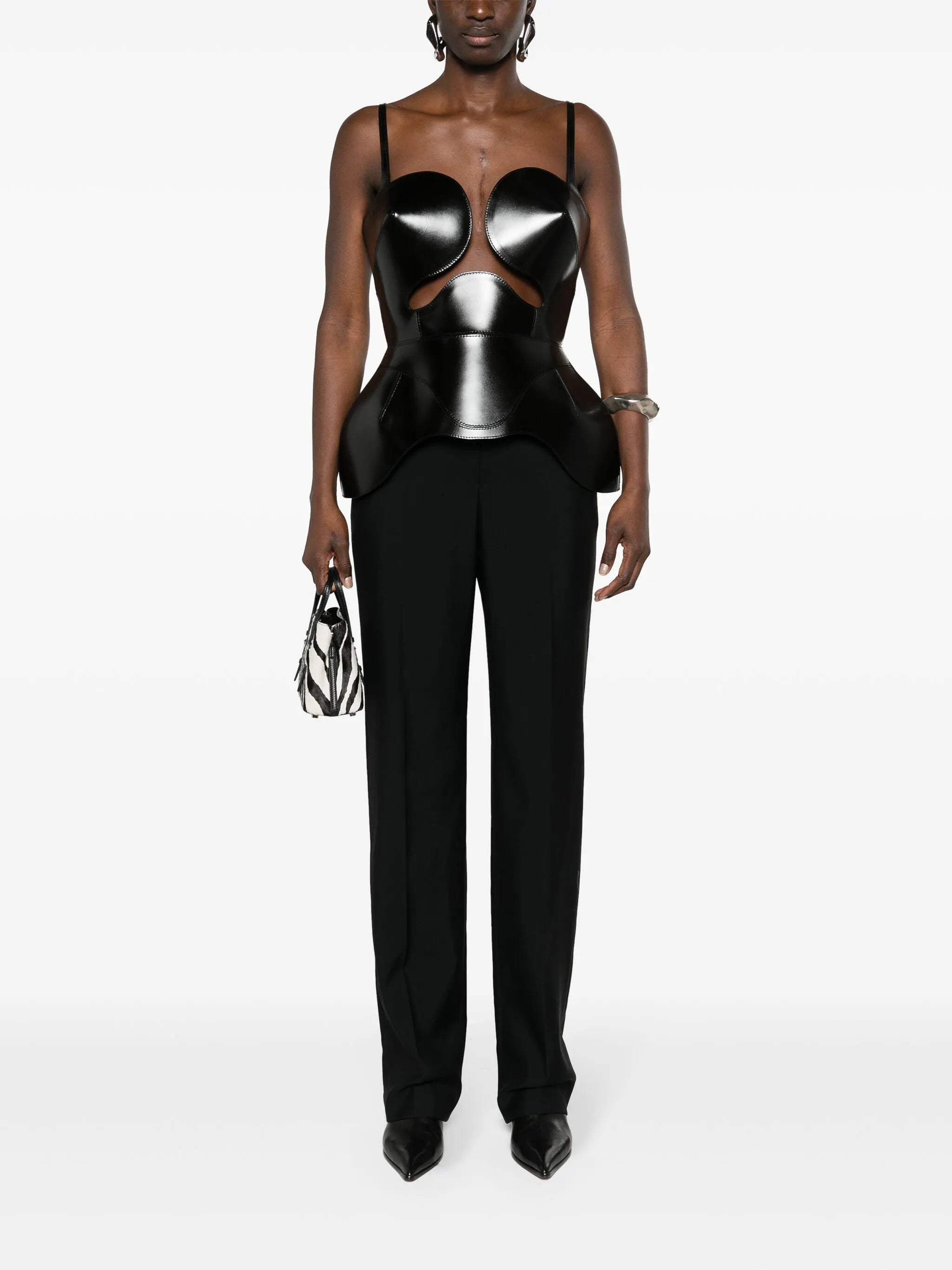 peplum leather corset top