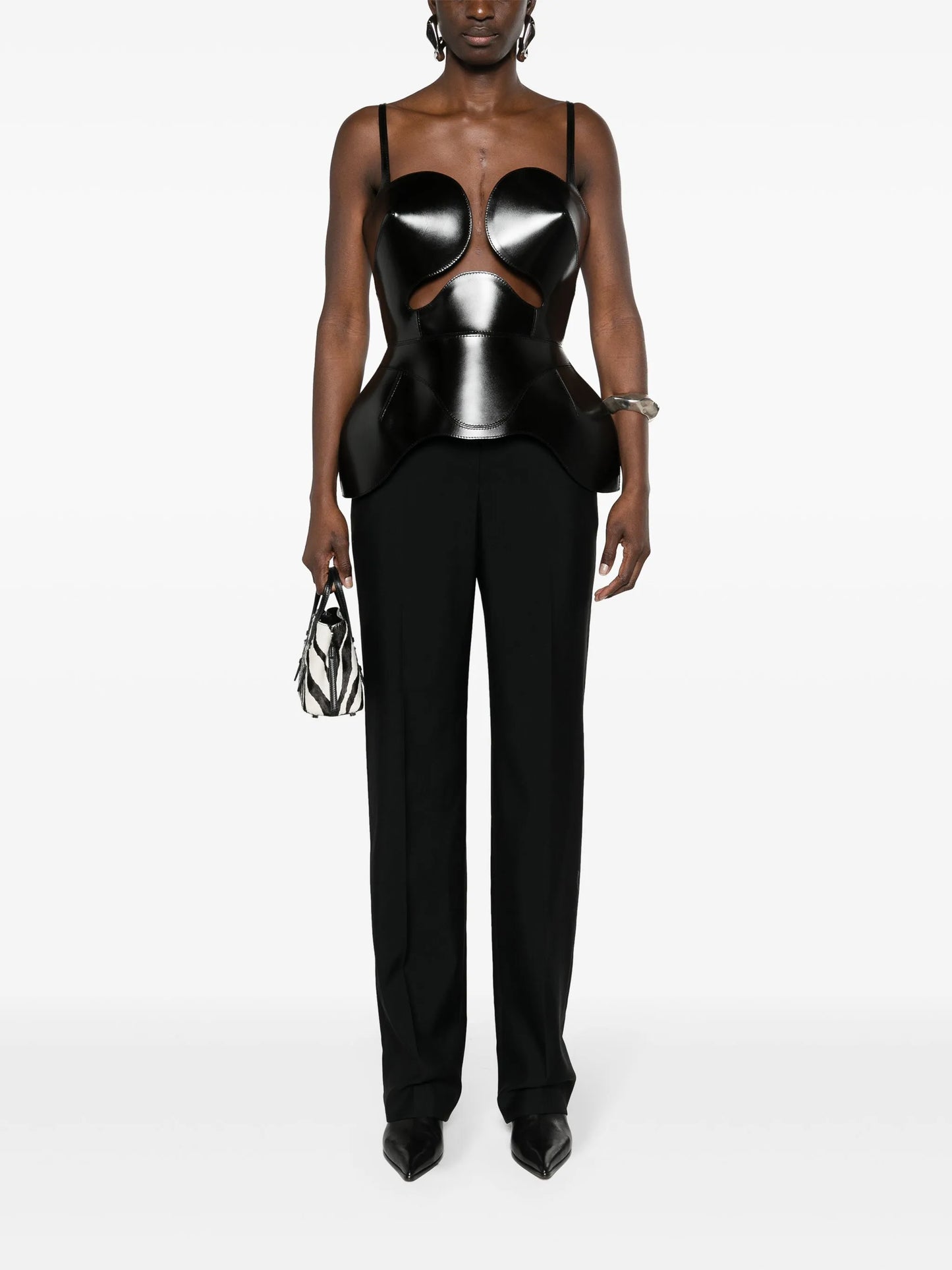 peplum leather corset top