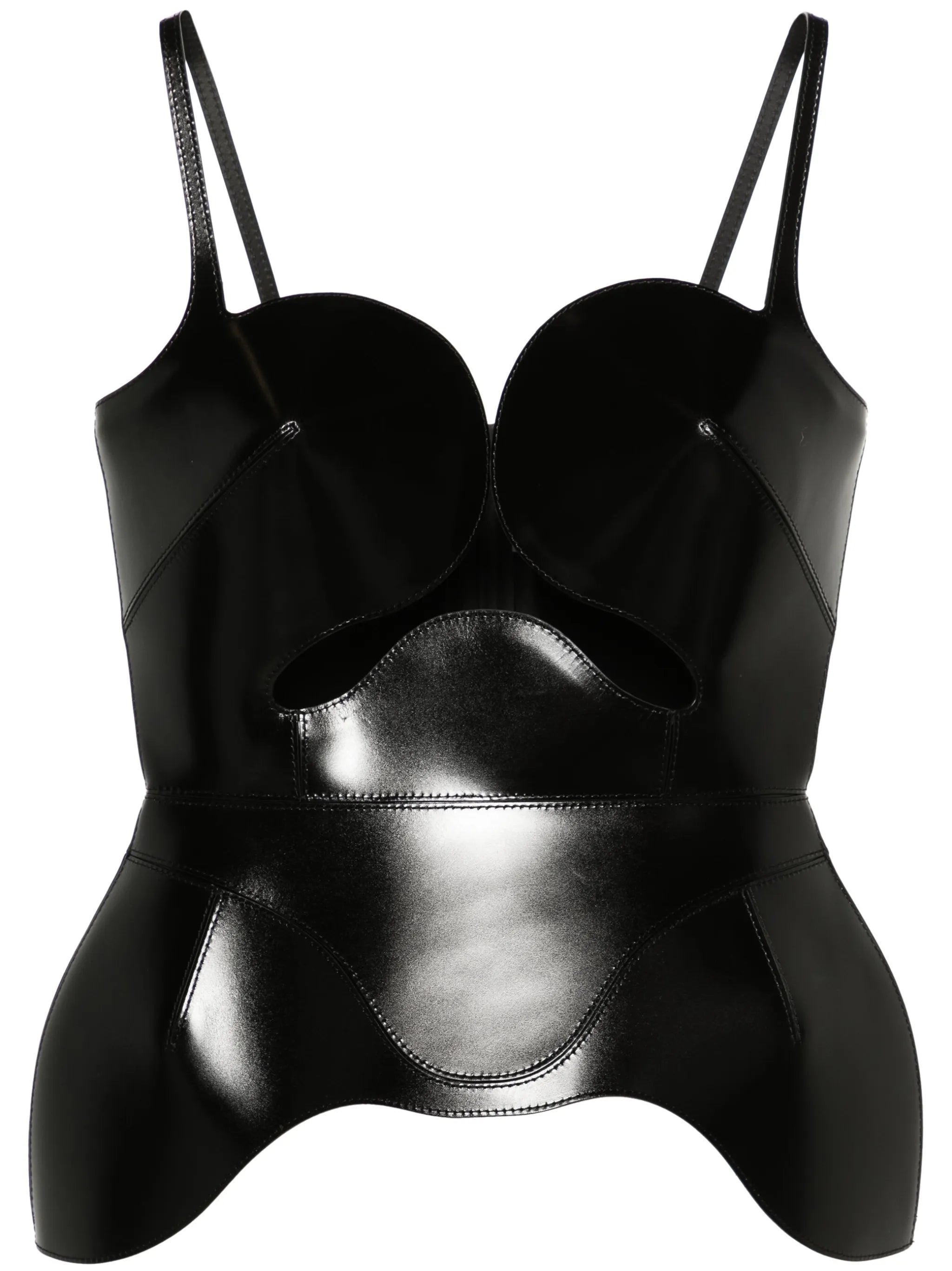 peplum leather corset top