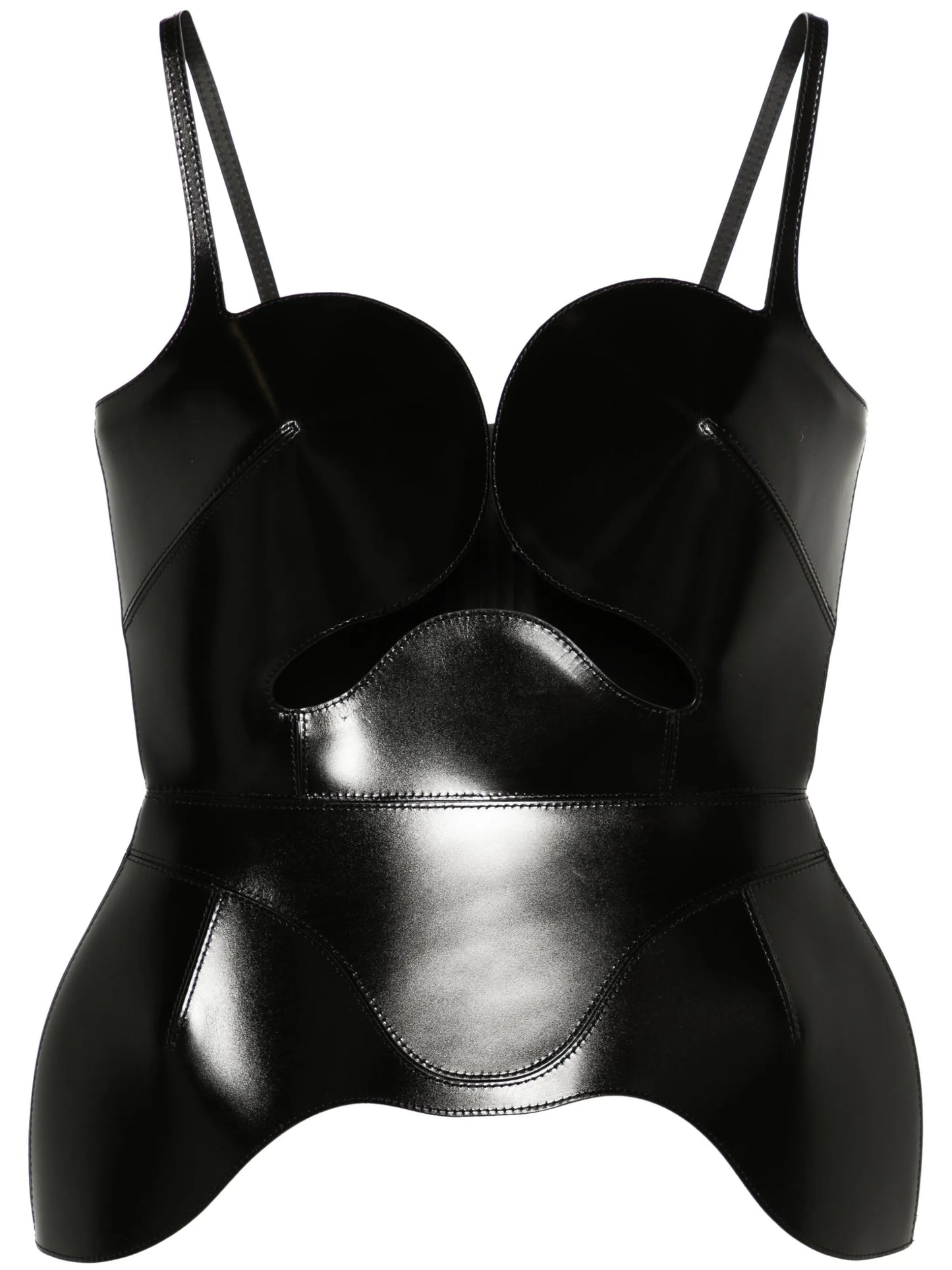 peplum leather corset top
