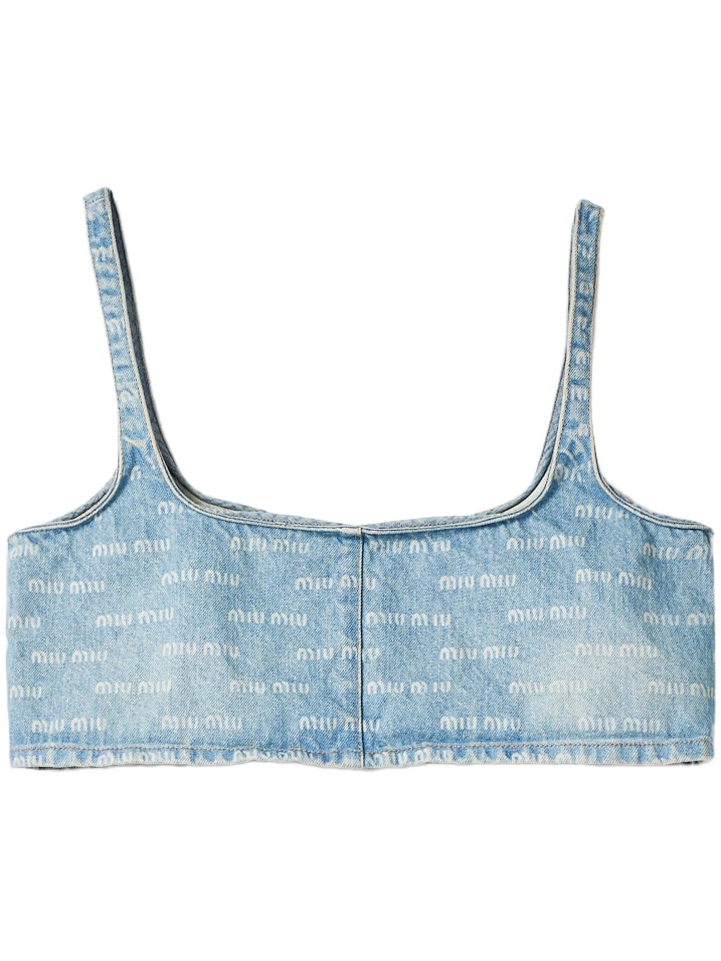 logo-print denim crop top
