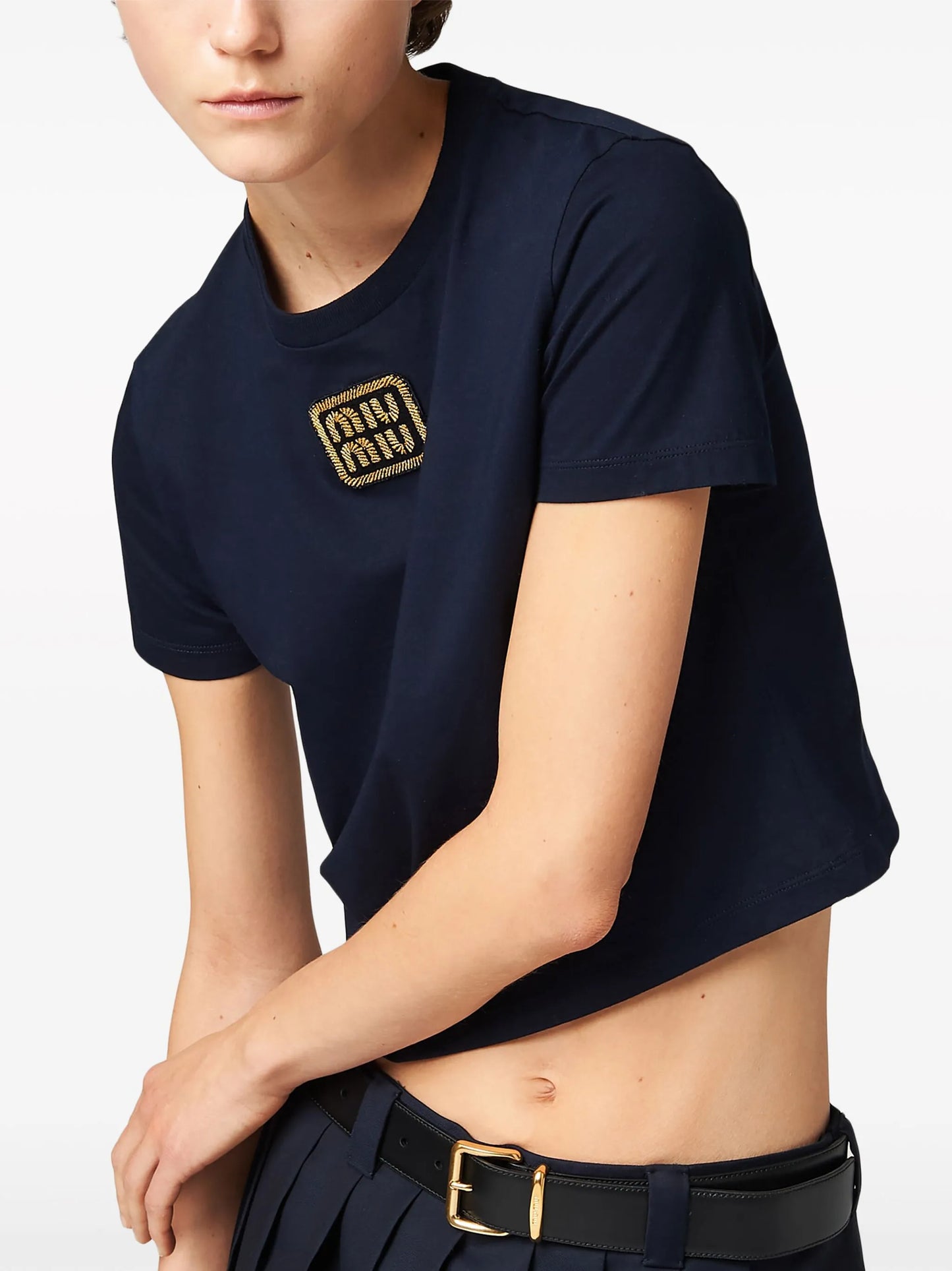logo-appliqué cropped T-shirt
