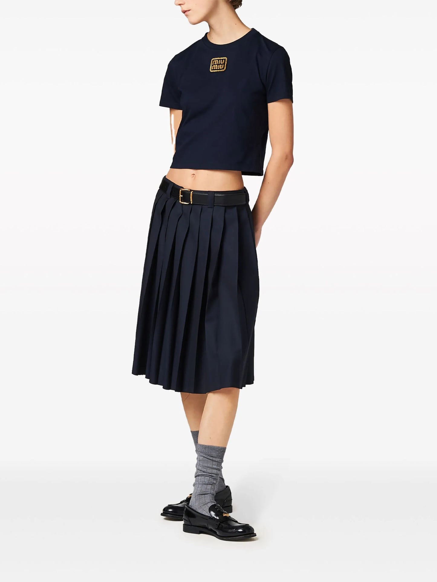 logo-appliqué cropped T-shirt
