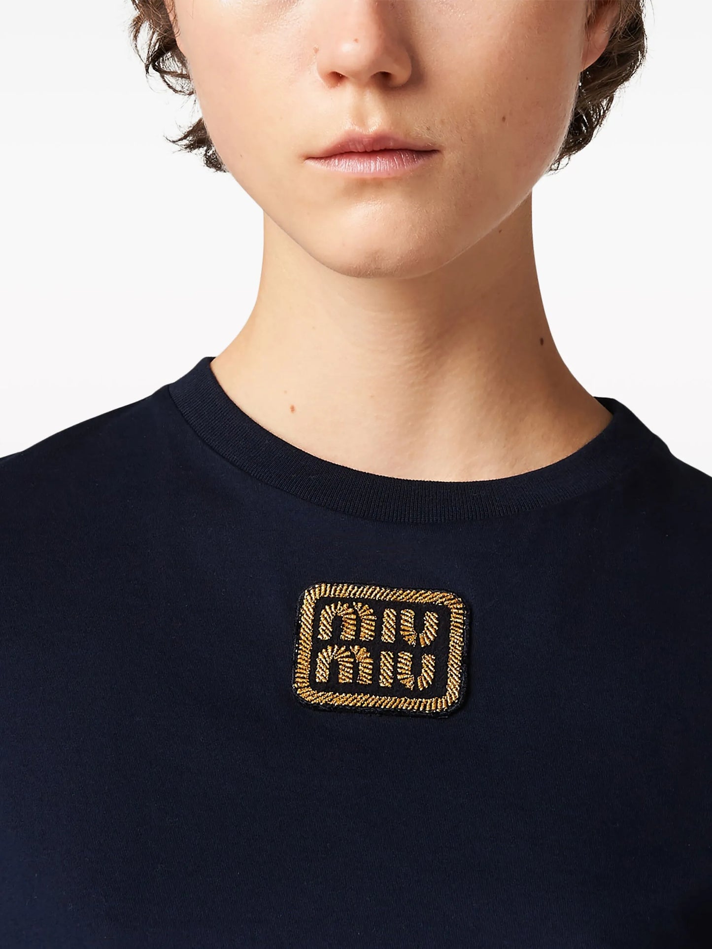 logo-appliqué cropped T-shirt